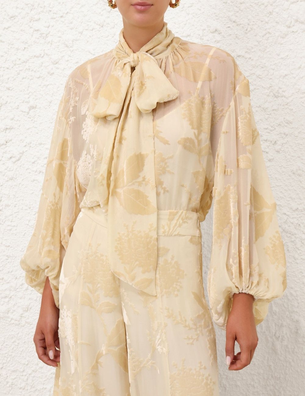 Zimmermann oc11z1025 Burnout Blouse in Cream Size XS / US 0-2 / IT 36-38 - 2 Thumbnail
