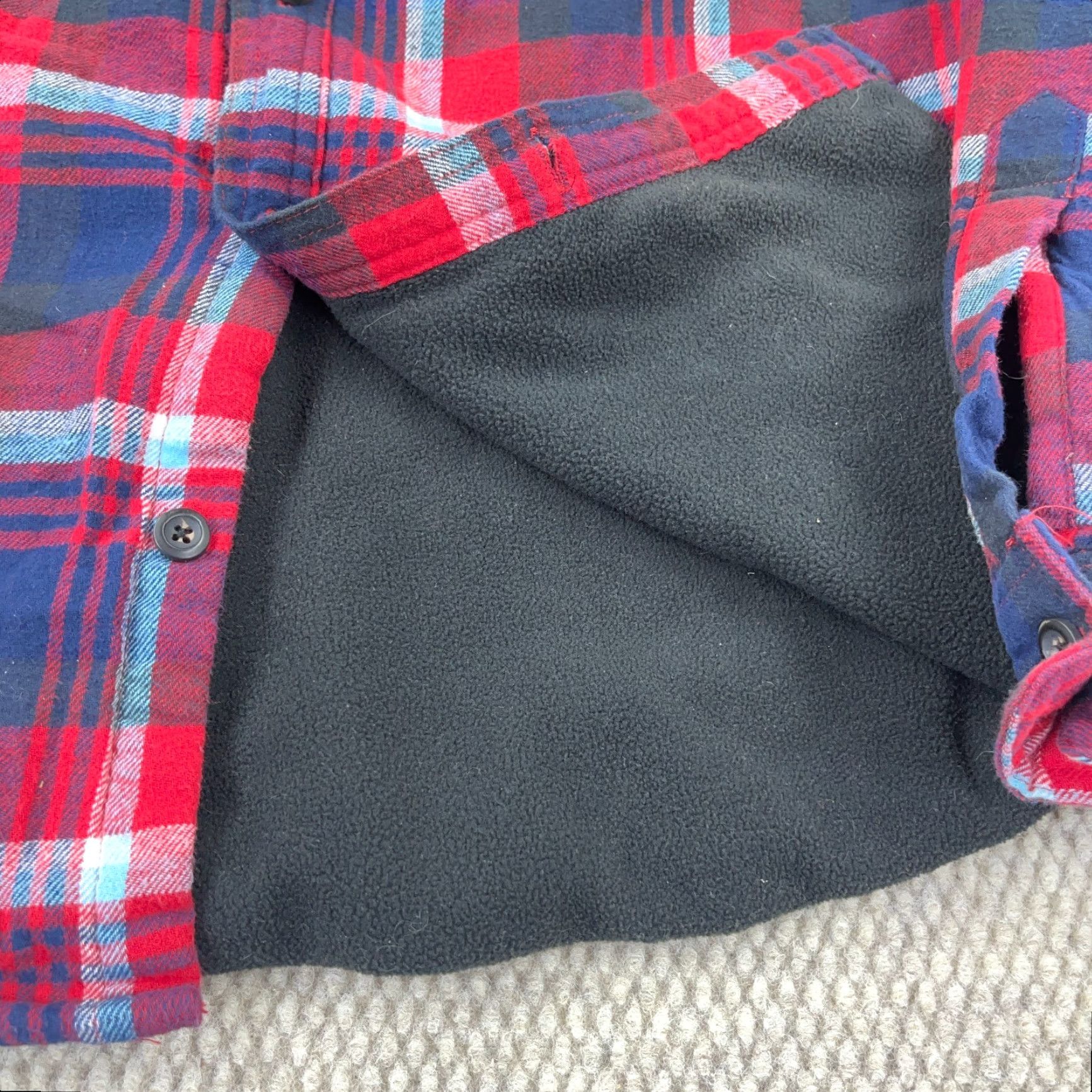 Vintage American Outdoorsman Shacket Shirt Jacket Men Medium Red Plaid Flannel Fleece Lined Size US M / EU 48-50 / 2 - 4 Thumbnail