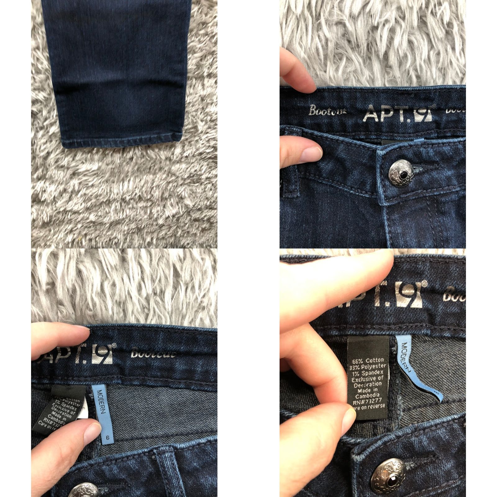 Apt. 9 Apt. 9 Jeans Womens Bootcut Size 6 Dark Wash Blue Denim Mid Rise 31 In Inseam Belt Loops 5-Pocket Size 28" / US 6 / IT 42 - 8 Thumbnail