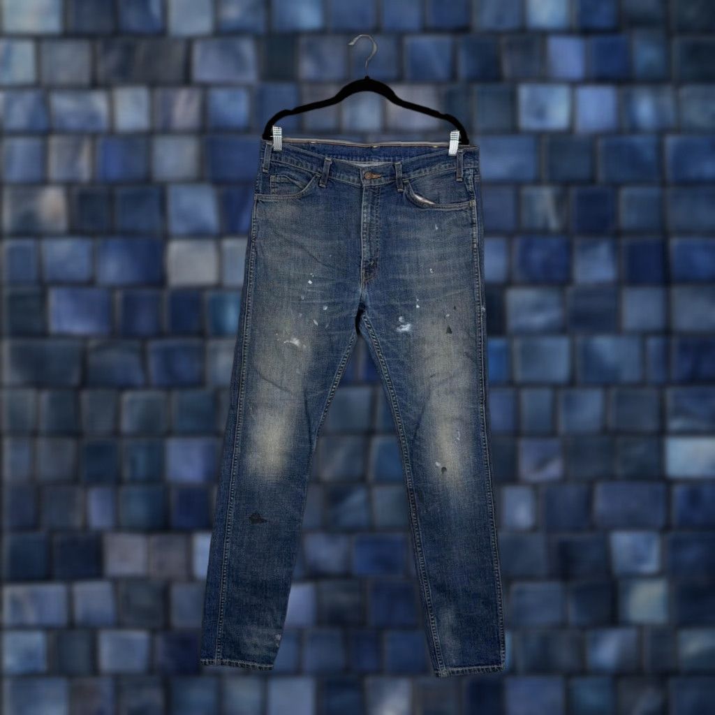Levi's Levi's Jeans Mens 36x34 Blue Distressed Paint Splatter 605 Slim Straight Denim 90s Grunge Jeans Mens Size US 36 / EU 52 - 1 Thumbnail