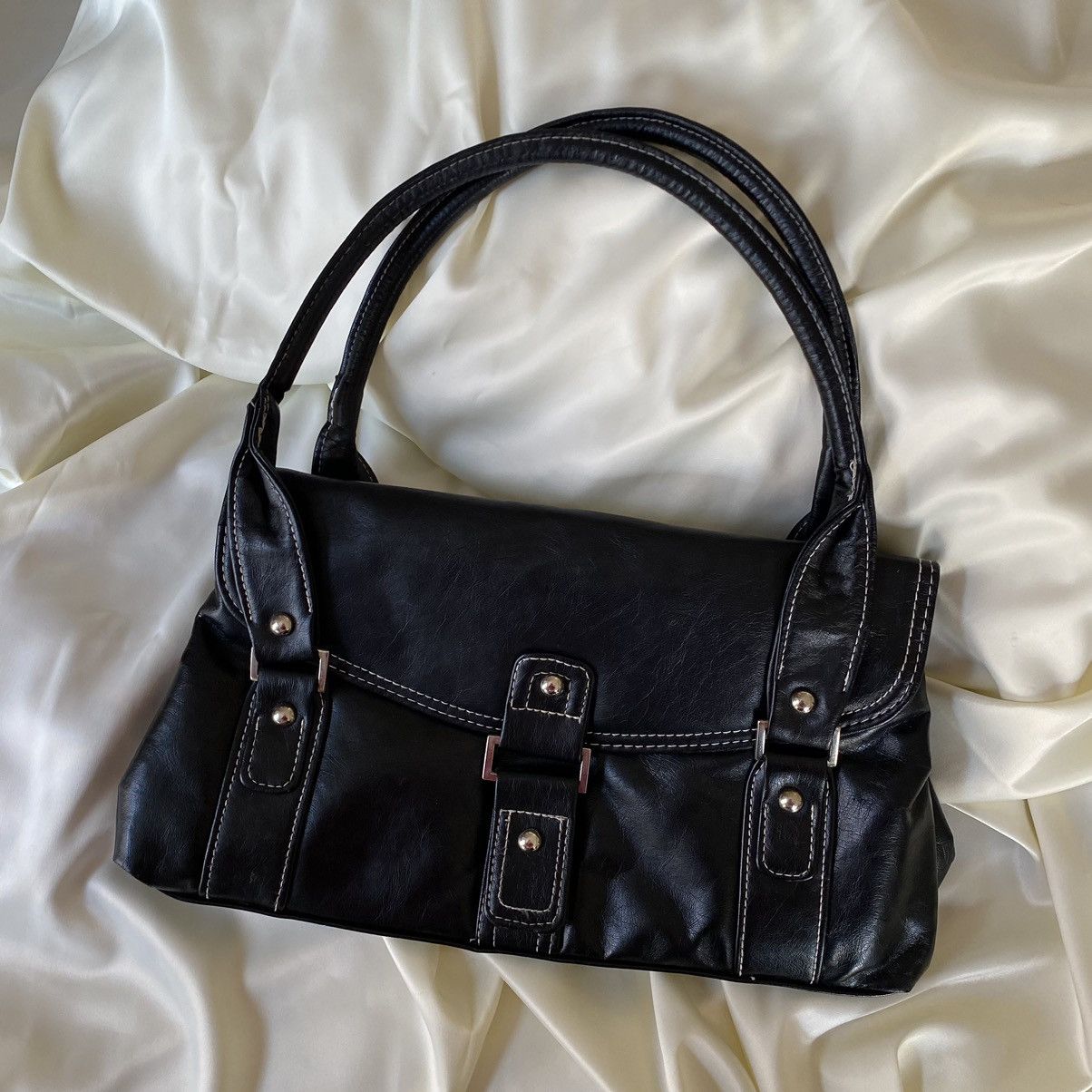 Vintage Vintage leatherette black shoulder bag Size ONE SIZE - 2 Thumbnail