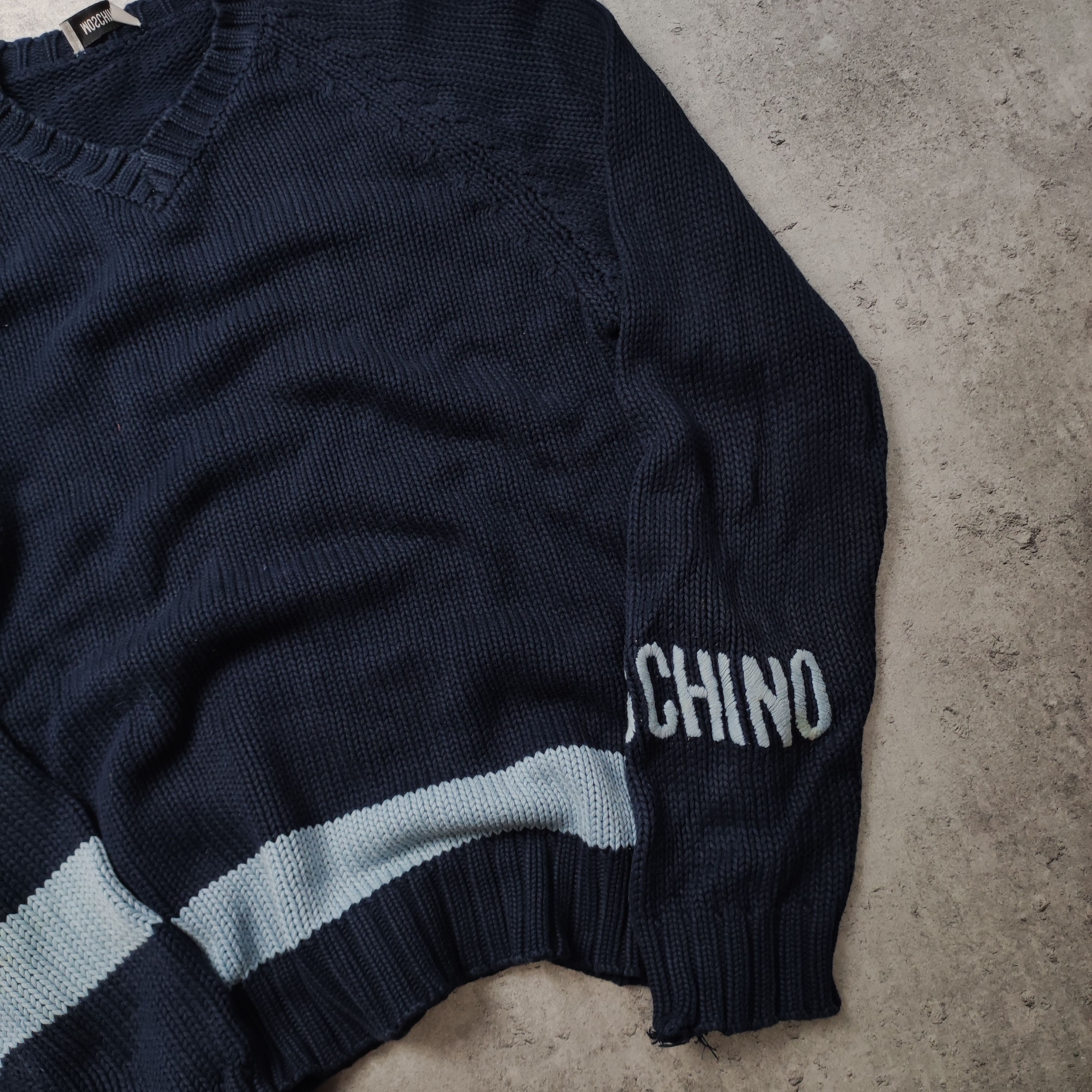 Moschino × Vintage 90s y2k Avant garde Moschino Sleeve Logo Navy Sweater Size US S / EU 44-46 / 1 - 3 Thumbnail