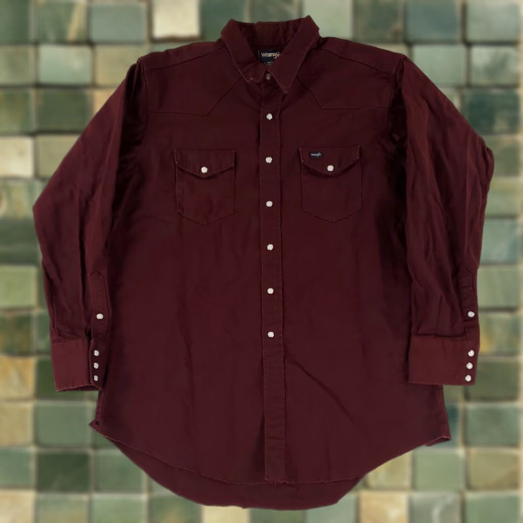 Wrangler VINTAGE Wrangler Shirt Pearl Snap Button Up Maroon Purple Made USA Mens 2XL Tall Long Sleeve Purple 2XL Mens Knights? Size US XXL / EU 58 / 5 - 1 Thumbnail