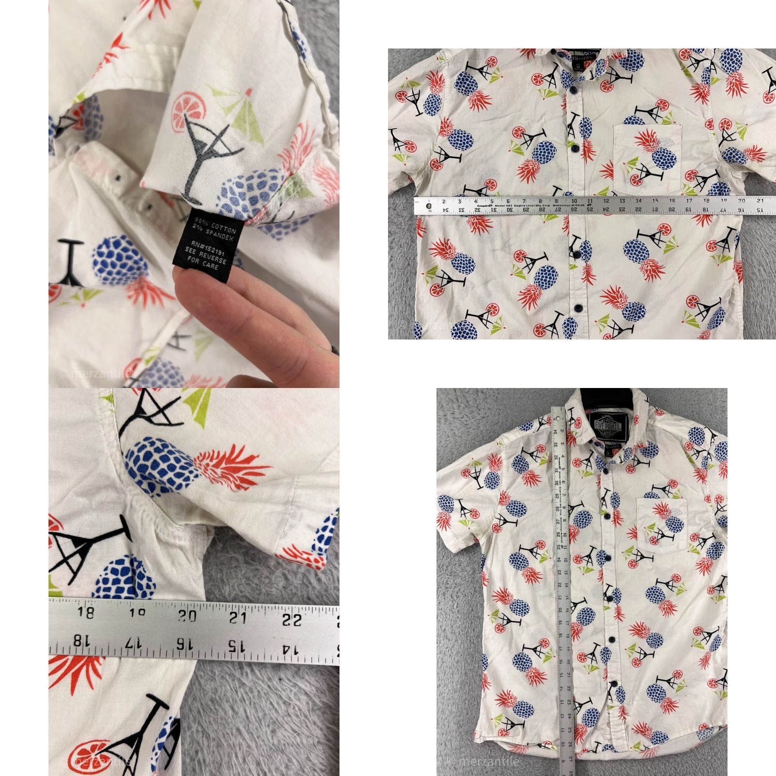 Vintage Ultimate Shirt Shirt Men Medium White Five Points Industries All Over Print Cocktails Pineapple Hawaiian Resort Vacation Luau Aloha 90s? Size US S / EU 44-46 / 1 - 8 Thumbnail