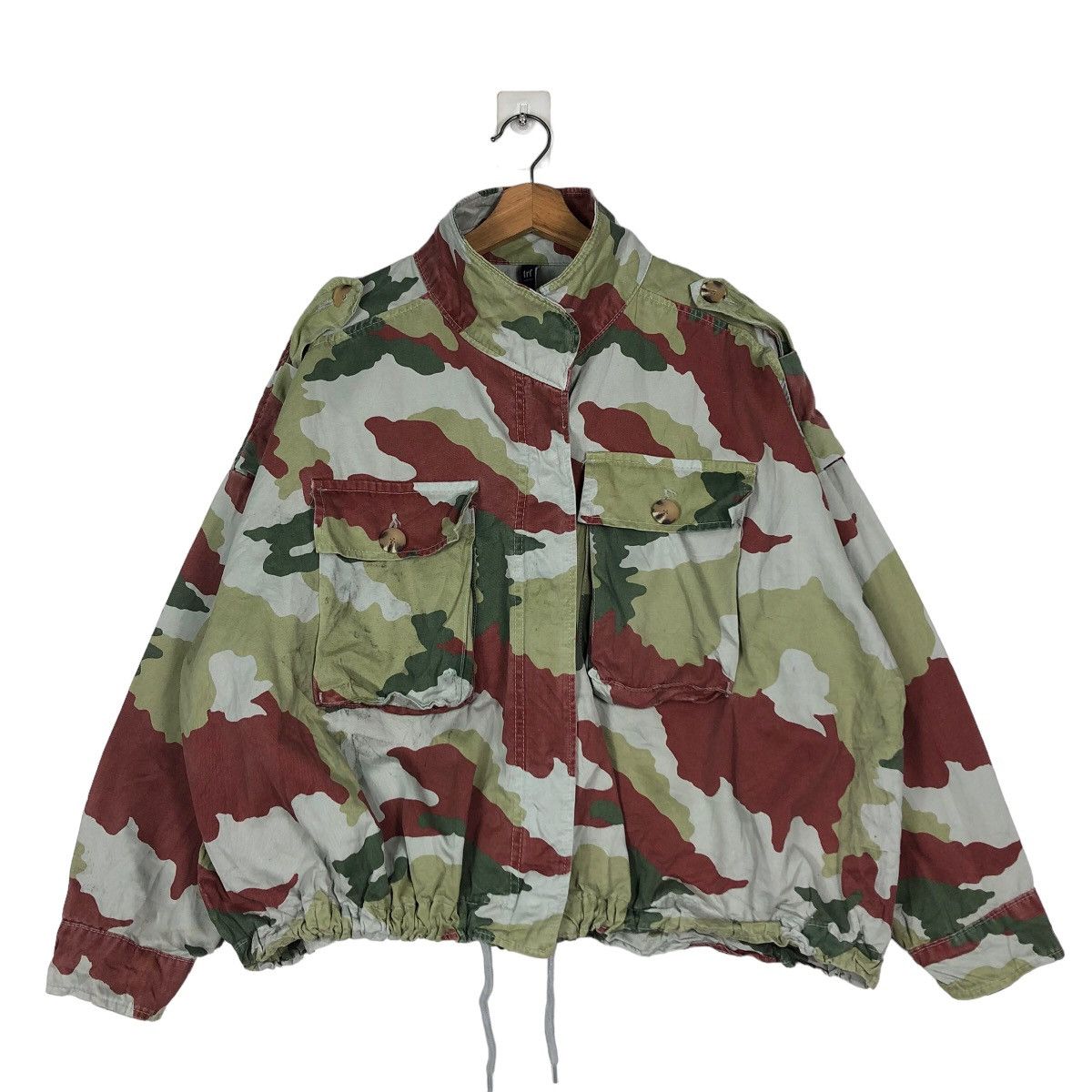 Japanese Brand 🔥Vintage Cropped Biker Jacket Trf Japan Camouflage Army Size US M / EU 48-50 / 2 - 1 Thumbnail