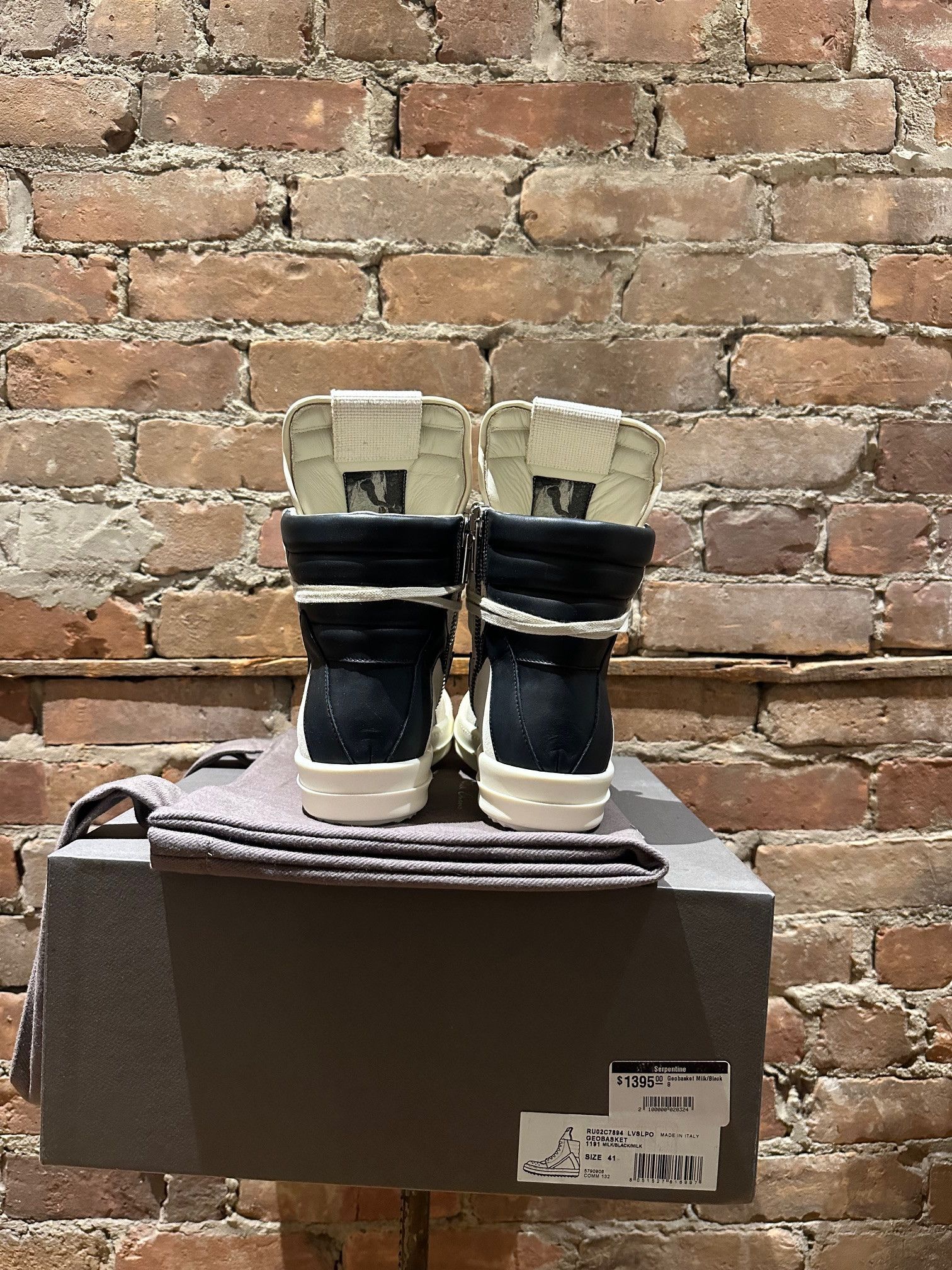 Rick Owens Rick Owens Geobasket Sneakers – White/Black Suede Leather Size US 8 / EU 41 - 6 Thumbnail