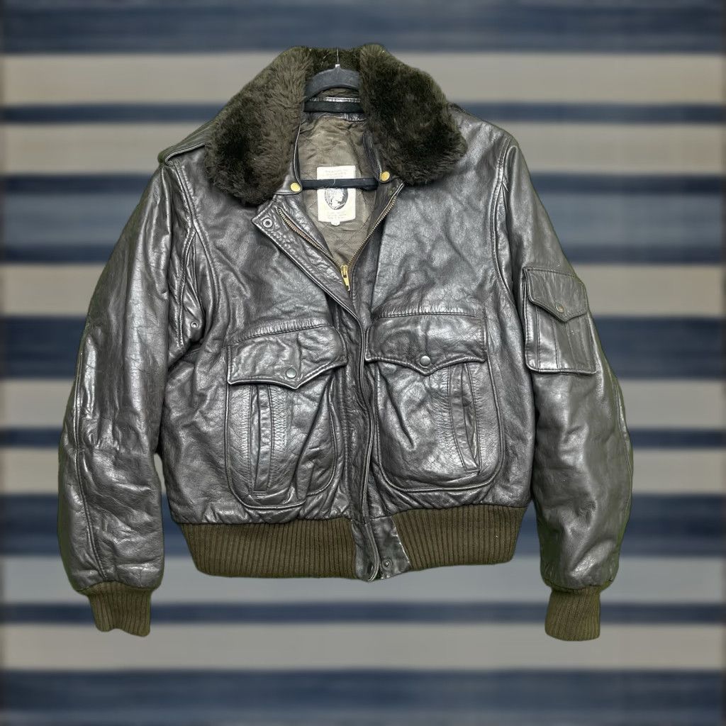 Vintage VINTAGE American Express Leather Flight Jacket Womens 14 A-2 Bomber Black Fur Size XL / US 12-14 / IT 48-50 - 1 Thumbnail