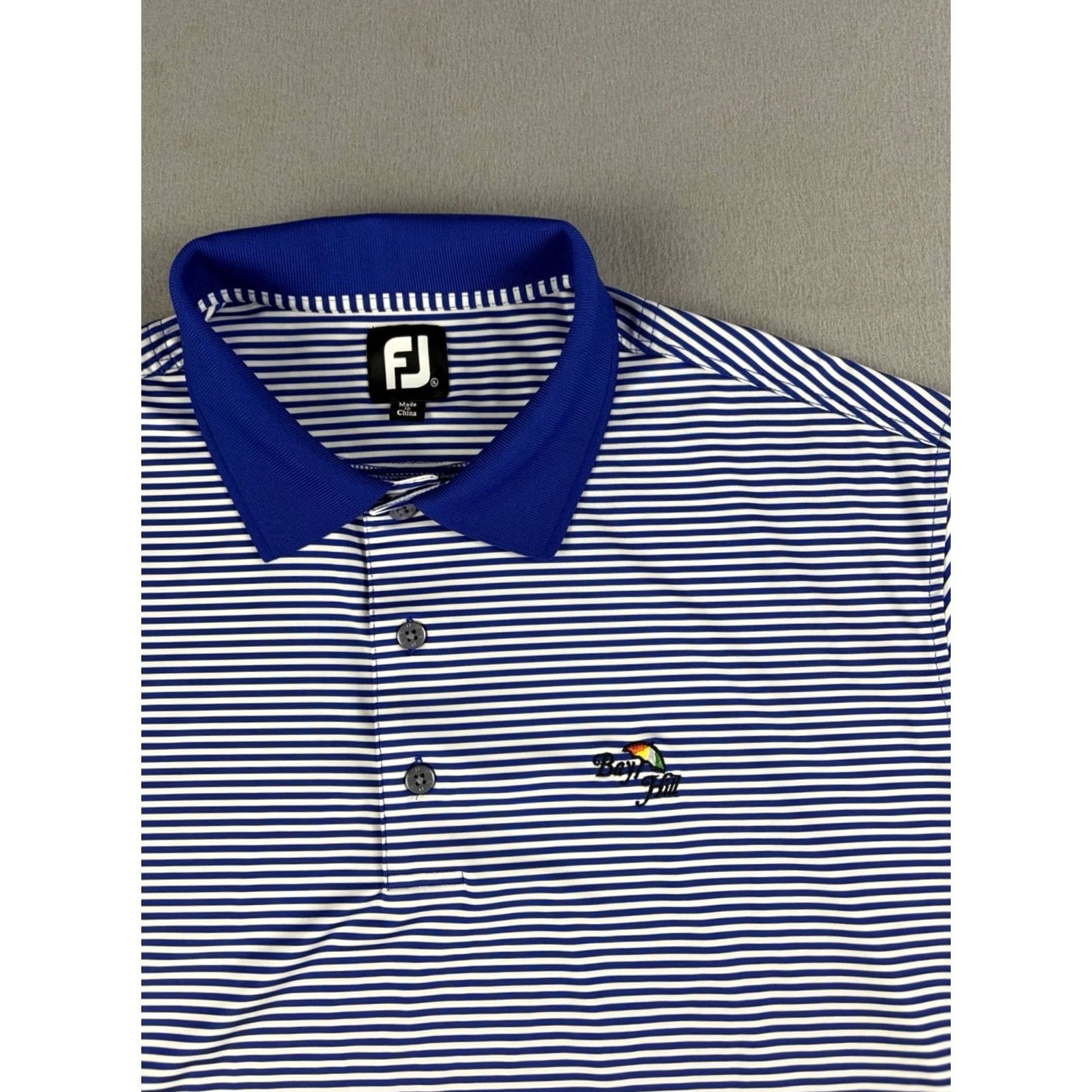 Footjoy FootJoy Polo Shirt Men XL Blue Striped Bay Hill Arnold Palmer Golf Course Mens Short Sleeve Collared Polo Golf Size US XL / EU 56 / 4 - 2 Thumbnail