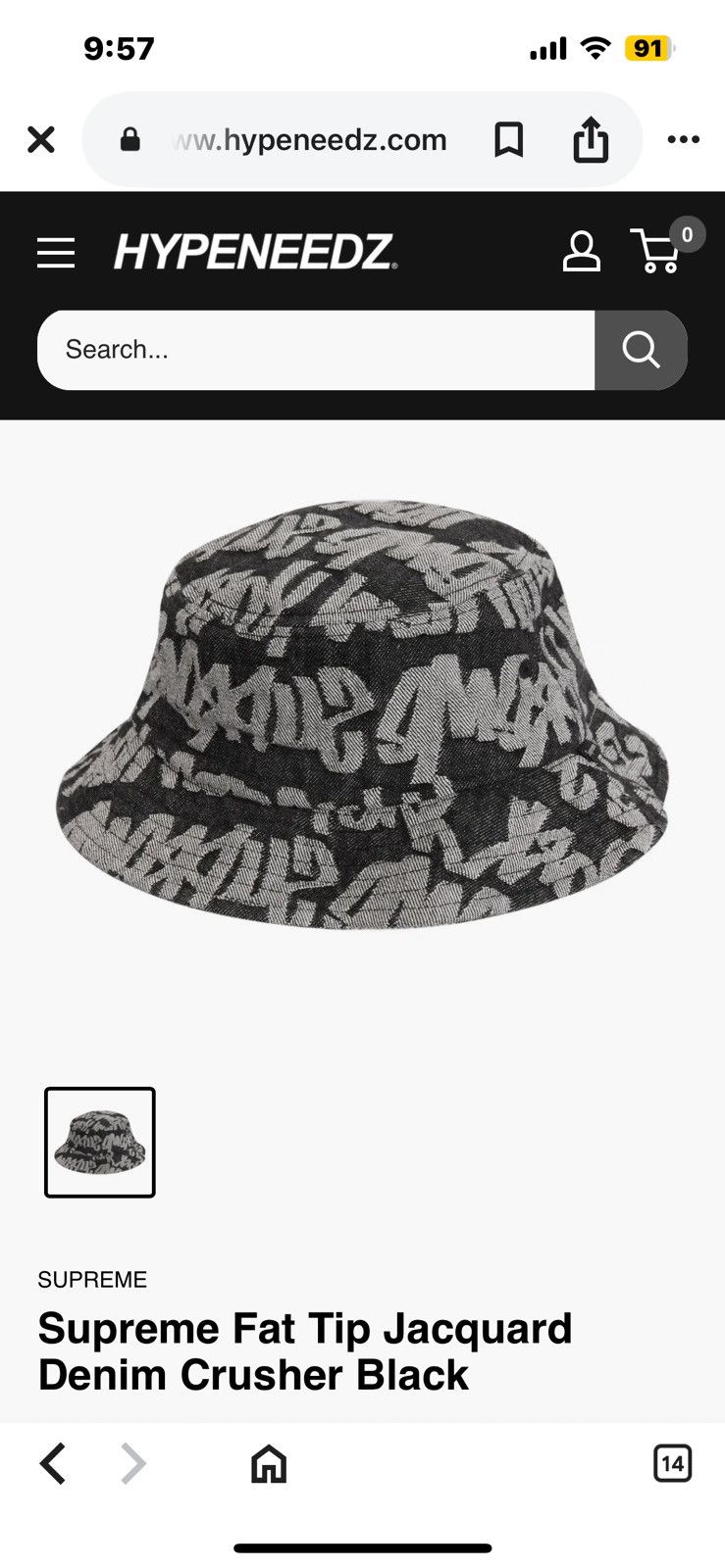 Supreme Fat Tip Jacquard Denim Crusher