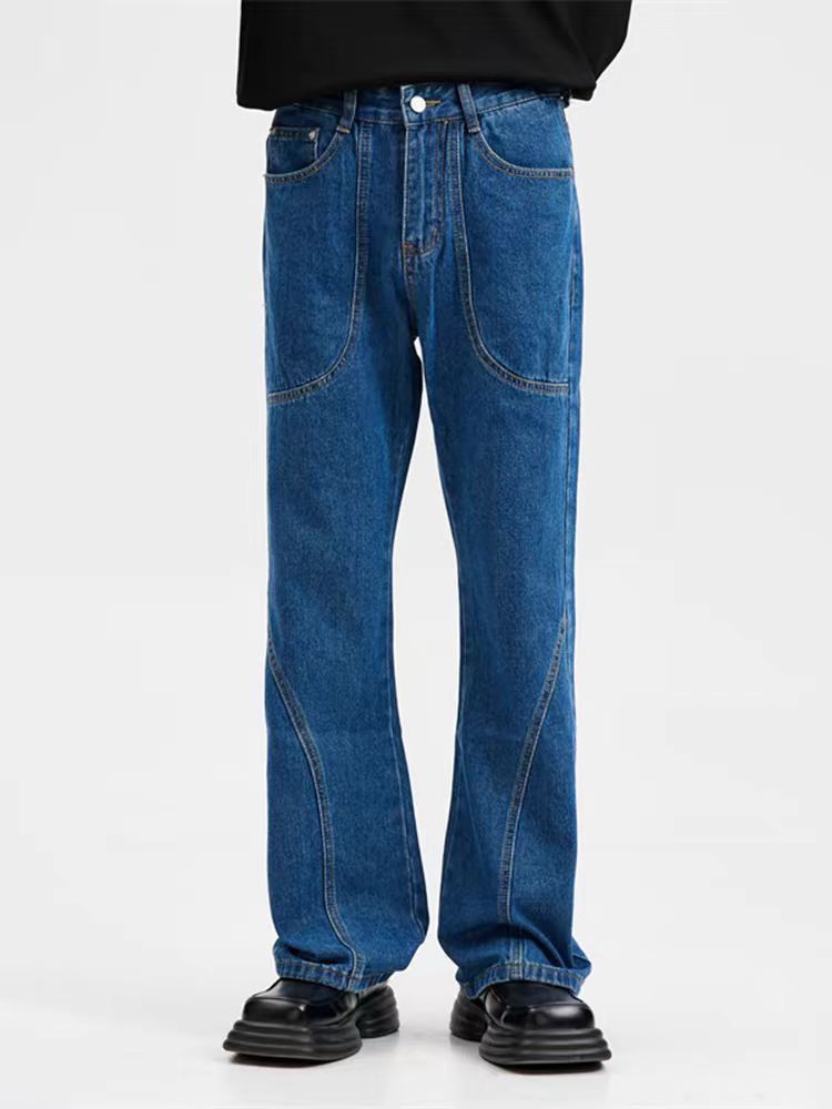 image of Harajuku Original Micro-Flare Floor-Length Jeans in Blue, Men's (Size 31)