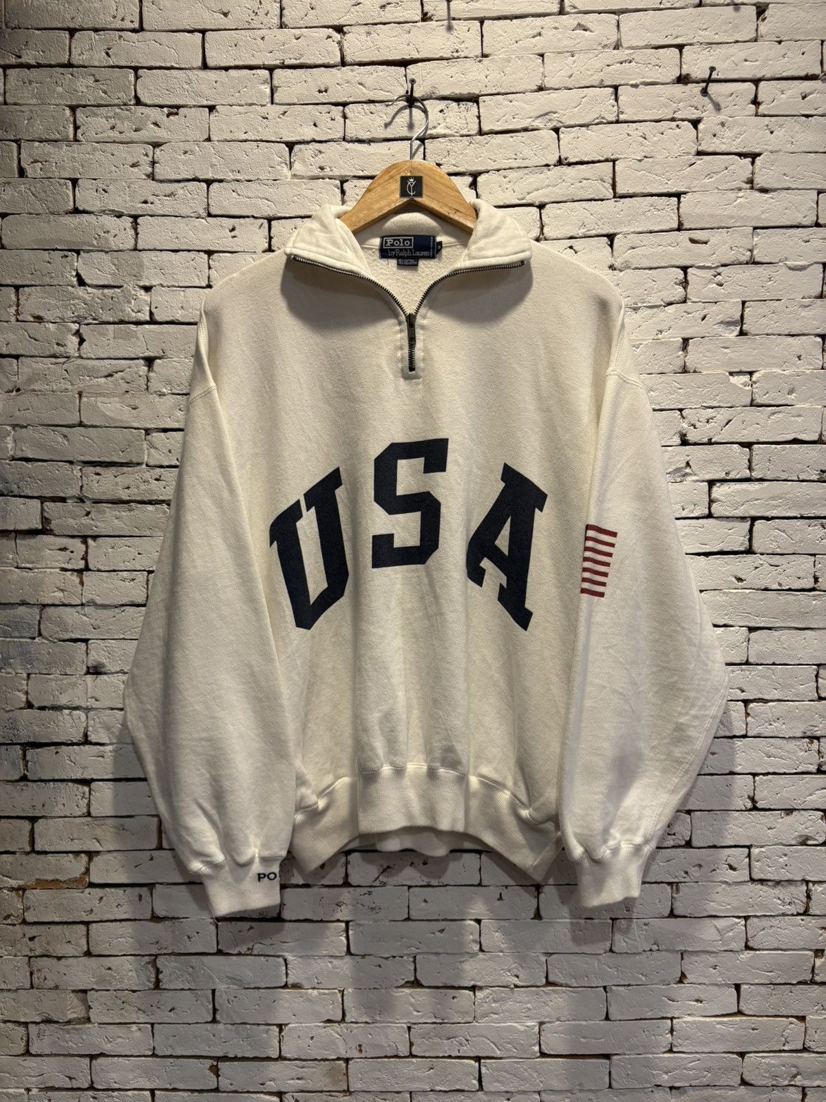 Vintage 90s Polo Ralph Lauren USA Quarter-Zip Sweater