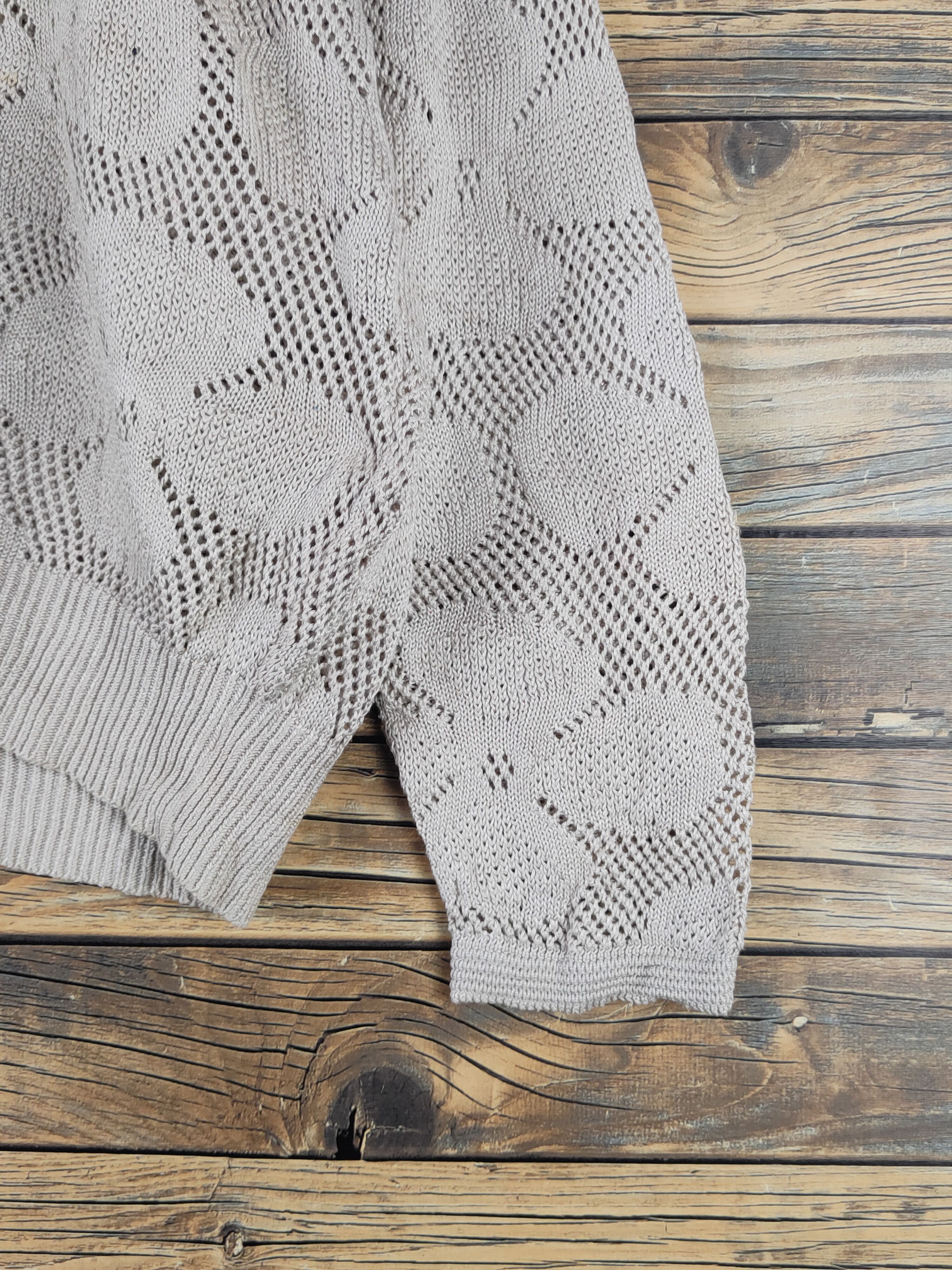 Vintage Fujii Light Brown Crochet MeshNet Knitwear Cardigan #W1772 Size US M / EU 48-50 / 2 - 7 Thumbnail