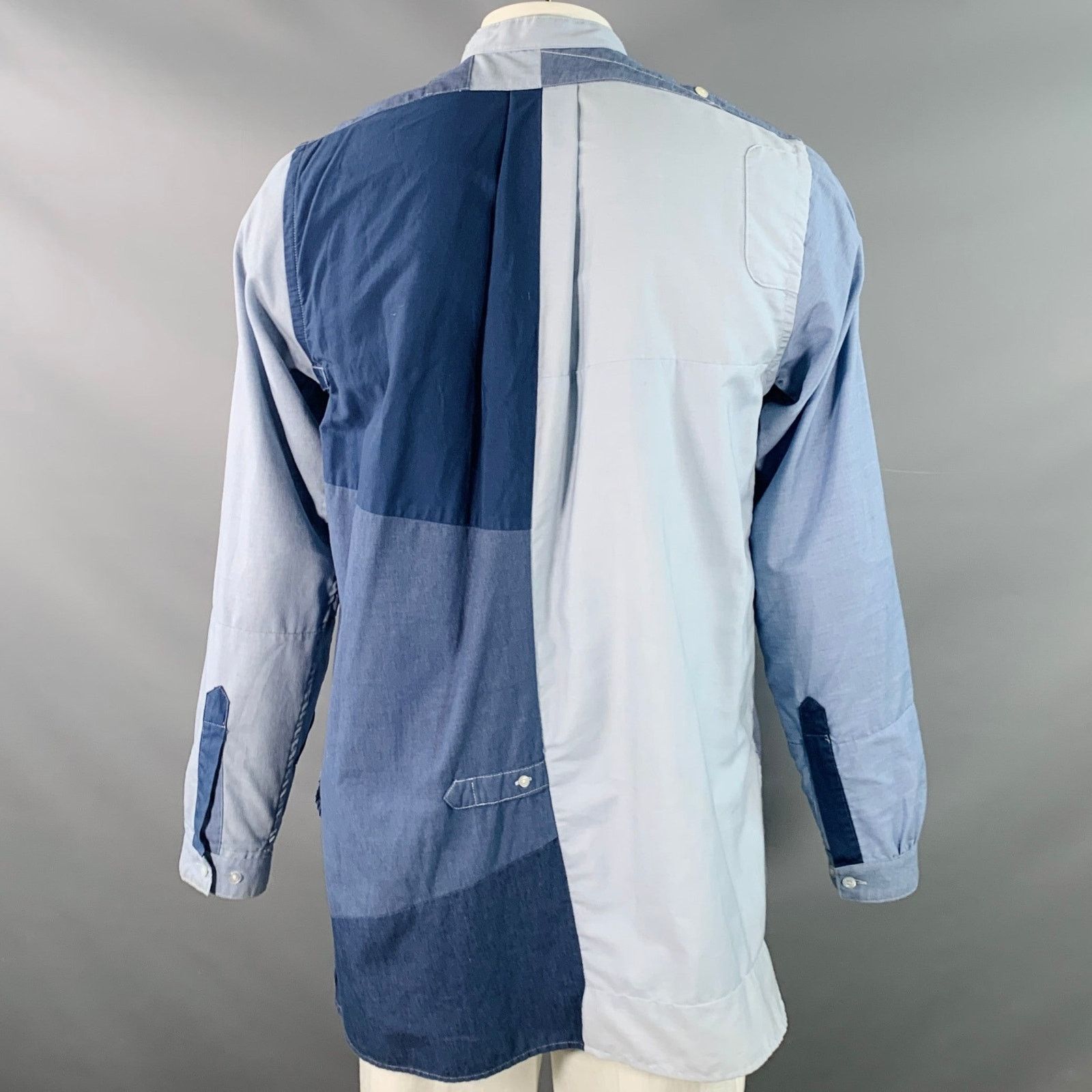 Needles Blue Light Blue Patchwork Deconstructed Cotton Long Sleeve Size US L / EU 52-54 / 3 - 5 Thumbnail