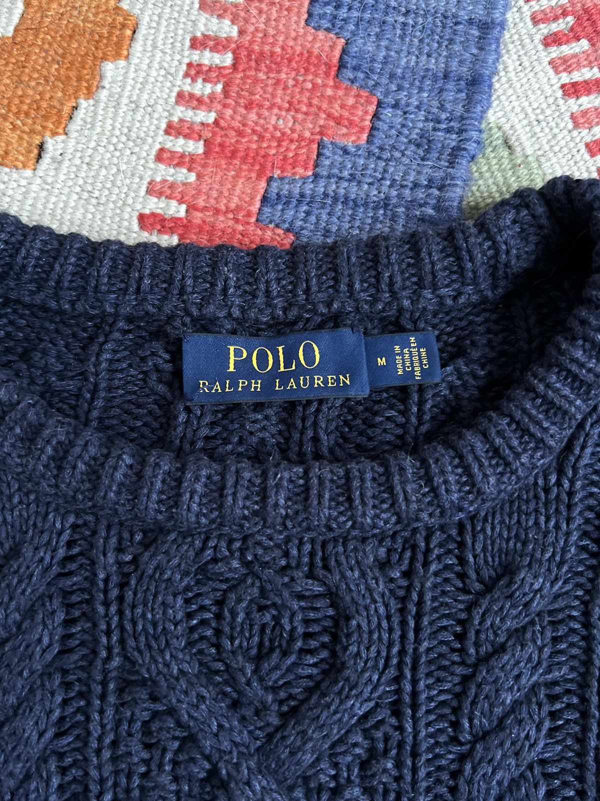 Polo Ralph Lauren Polo by Ralph Lauren Aran Heavy Knitted Indigo Sweater Size US L / EU 52-54 / 3 - 7 Thumbnail