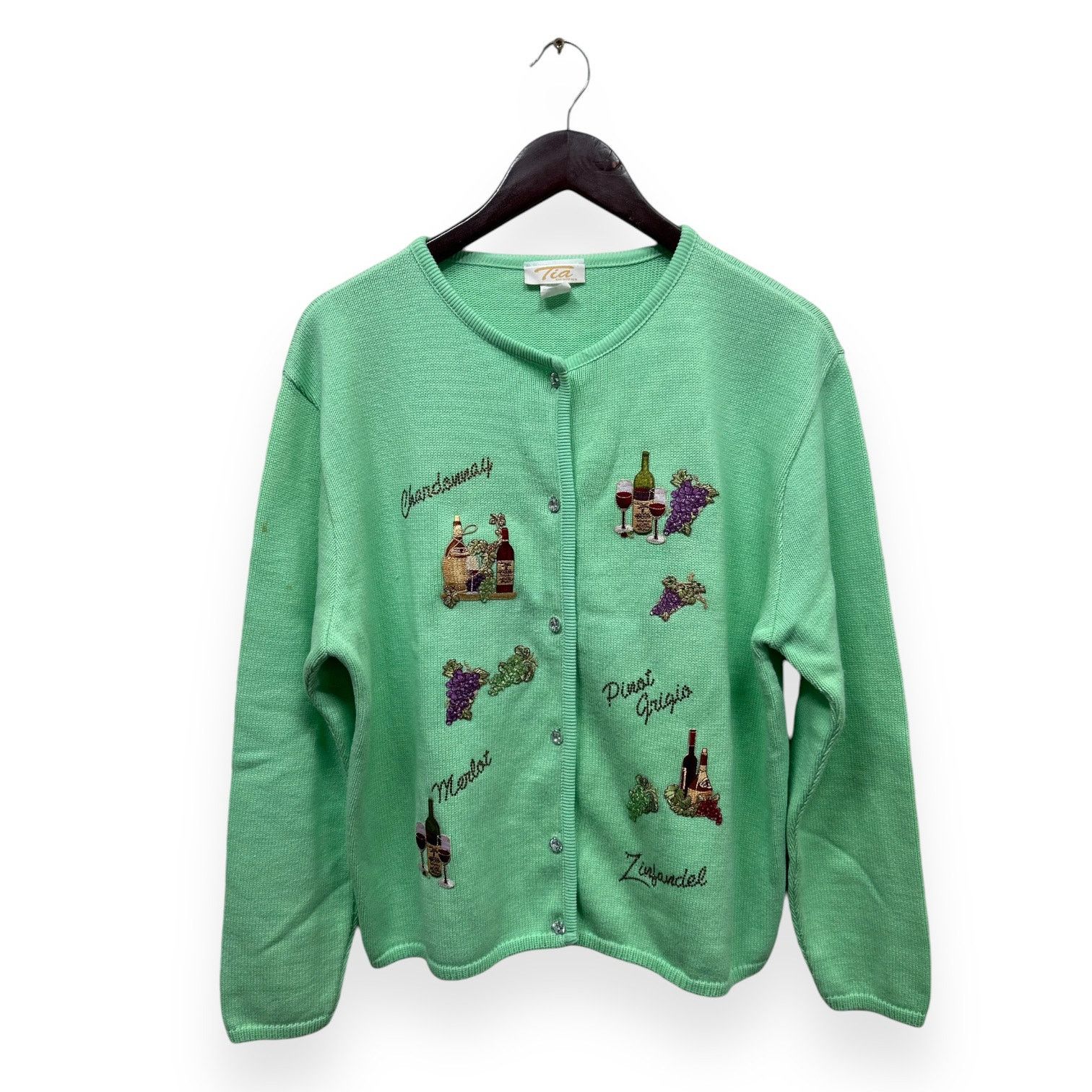 Vintage Vintage Tiara International Wine Cardigan Sweater Size XL Size XL / US 12-14 / IT 48-50 - 1 Thumbnail
