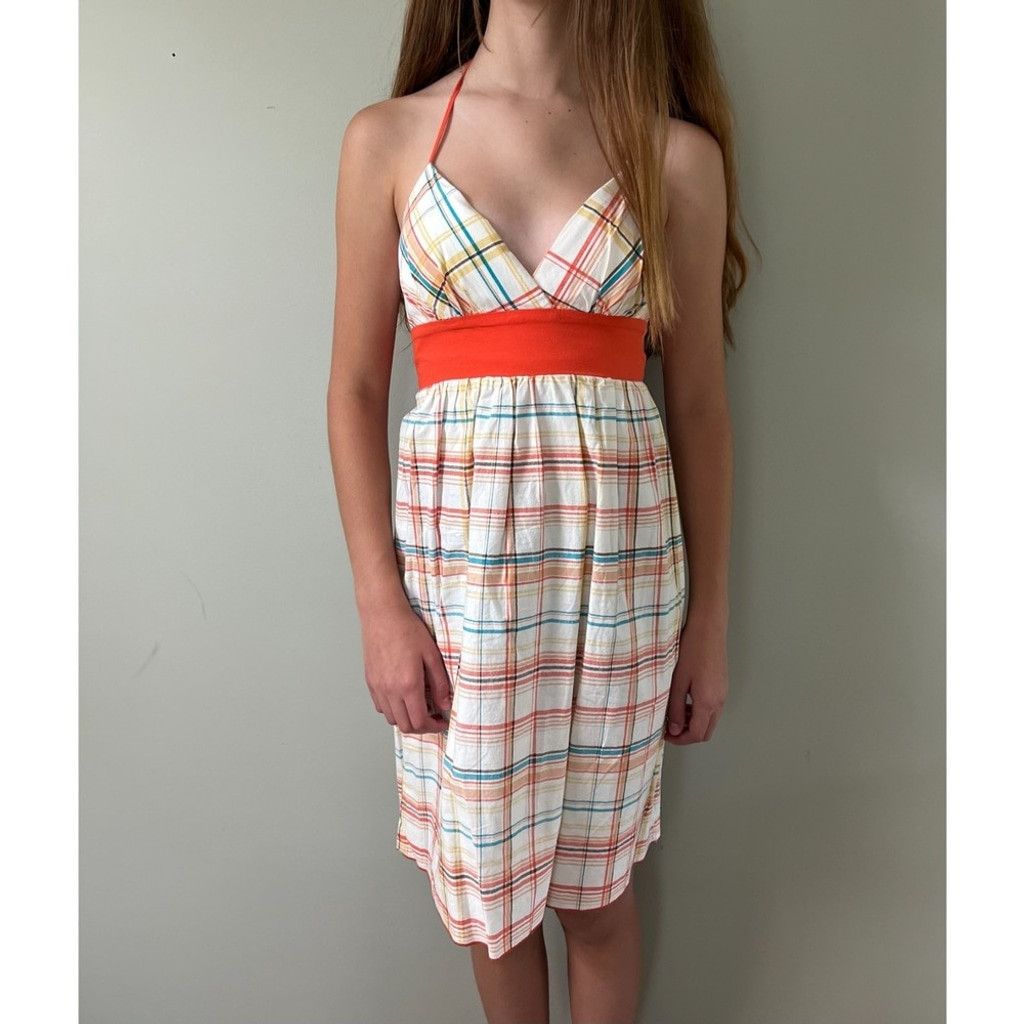 Vintage Womens Y2K Vintage Plaid Summer Halter Sundress Dress Size M / US 6-8 / IT 42-44 - 4 Thumbnail