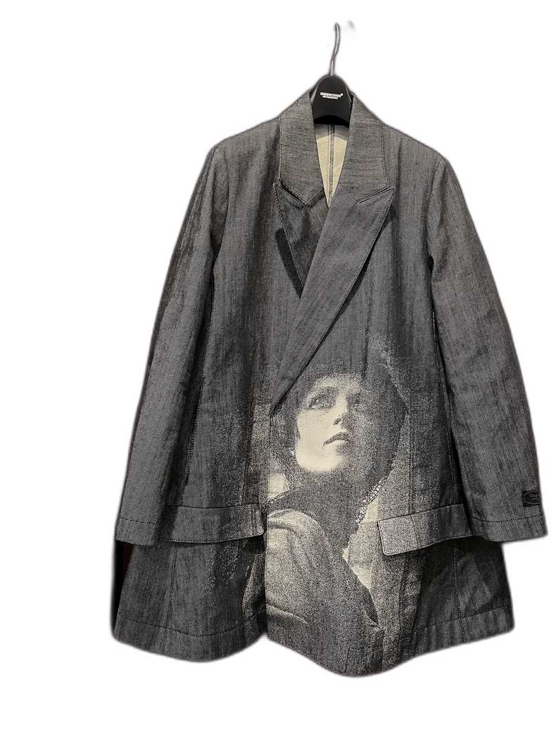 cindy collection long blazer with portrait design