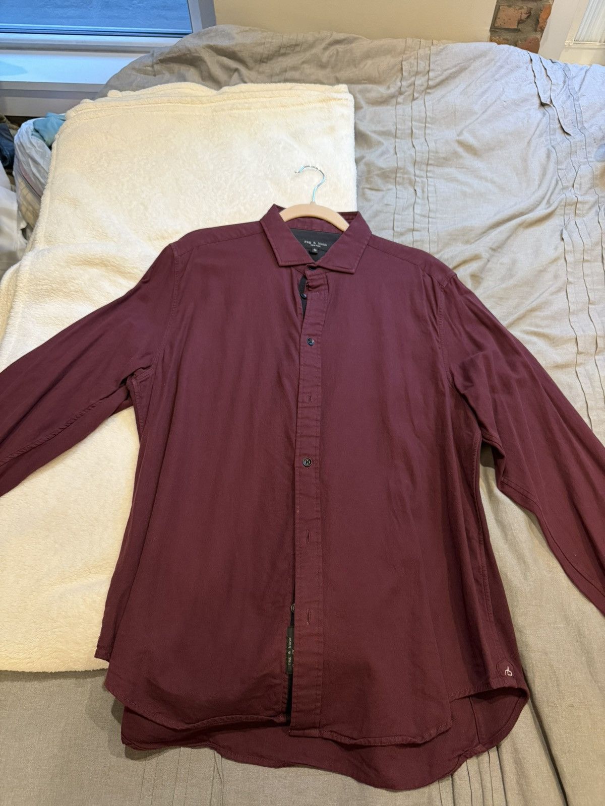 Rag & Bone Rag & Bone XL Burgundy/Red Button Down Shirt Size US XL / EU 56 / 4 - 2 Thumbnail