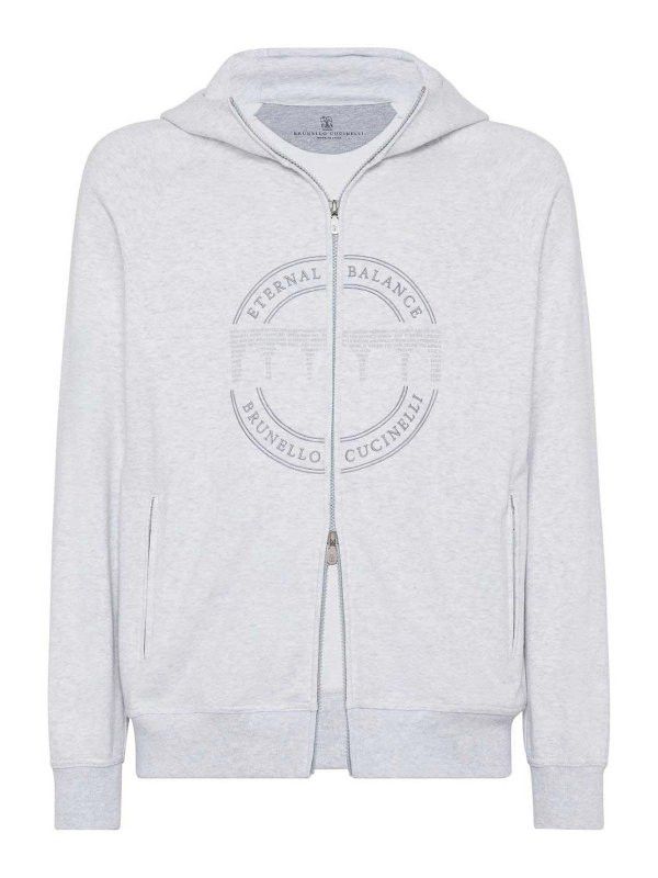 Brunello Cucinelli o1y0526 Hoodie in Light Gray Size US M / EU 48-50 / 2 - 1 Thumbnail