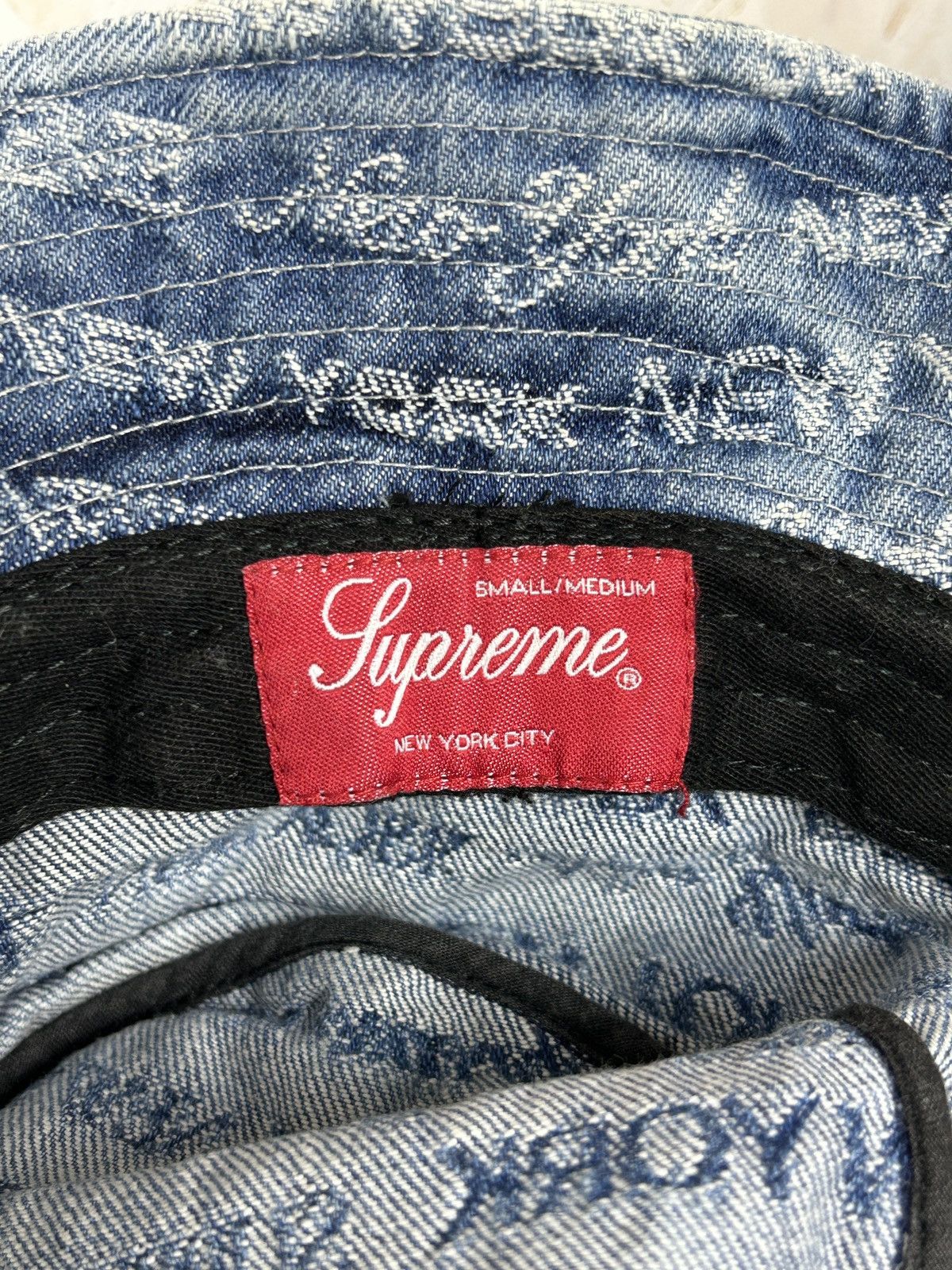 Supreme Supreme Jacquard Multi Type Denim Crusher Bucket Hat FW22 Size ONE SIZE - 8 Thumbnail