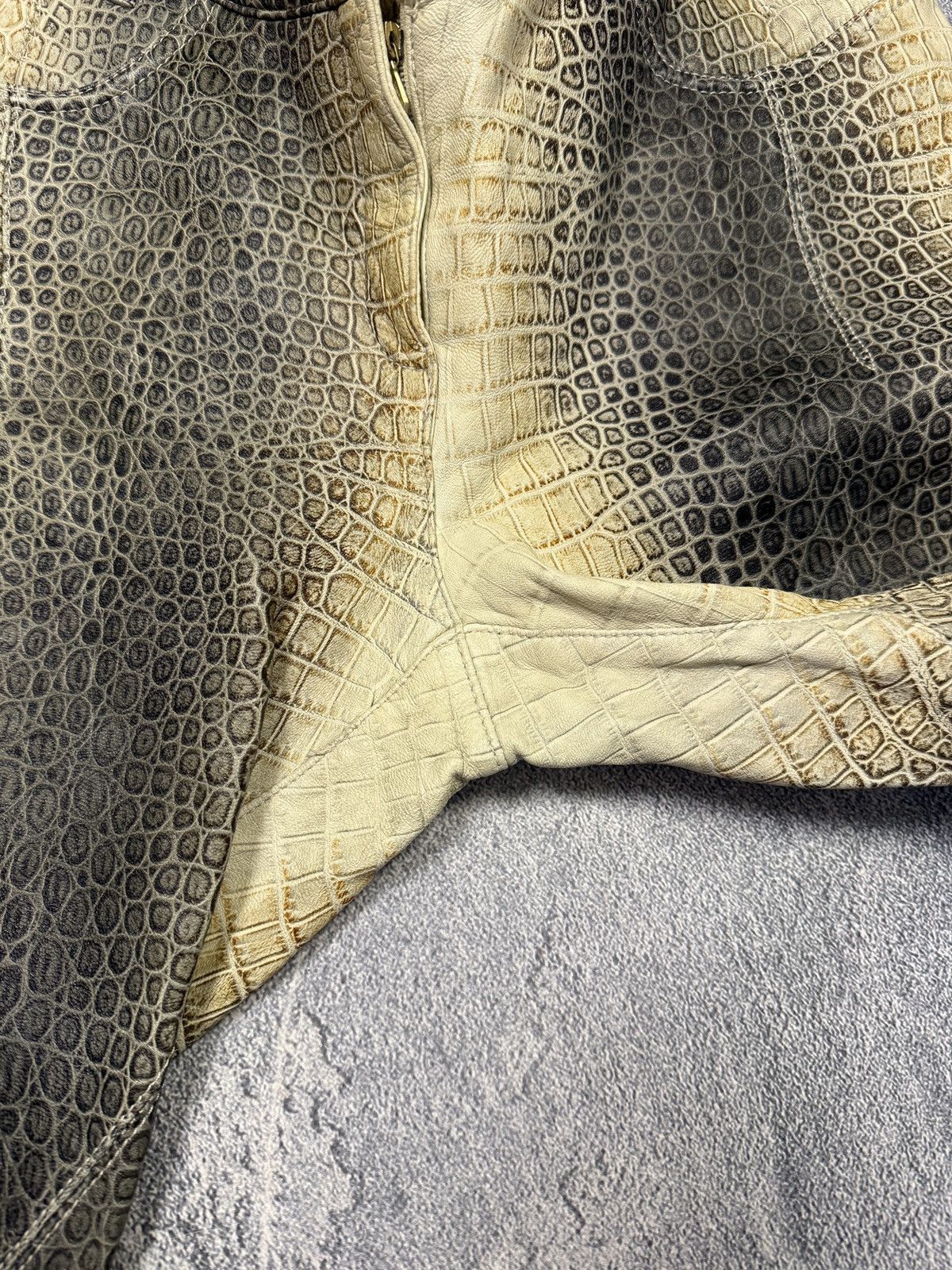 Other Corpo Nove Crocodile Embossed Leather Trousers Beige Brown Size 34" / US 12 / IT 48 - 7 Thumbnail