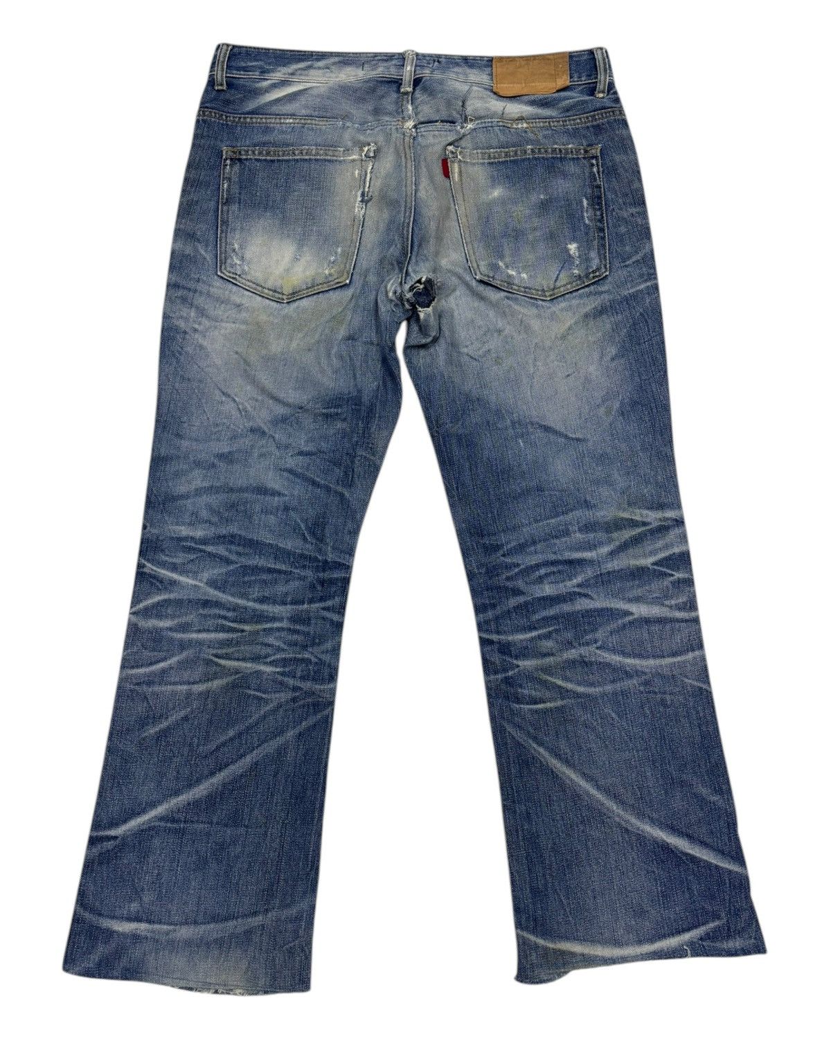 Japanese Brand × Jean × Vintage Vintage Rubber Soul Thrashed Rips Distressed Denim Jeans Size US 36 / EU 52 - 8 Thumbnail