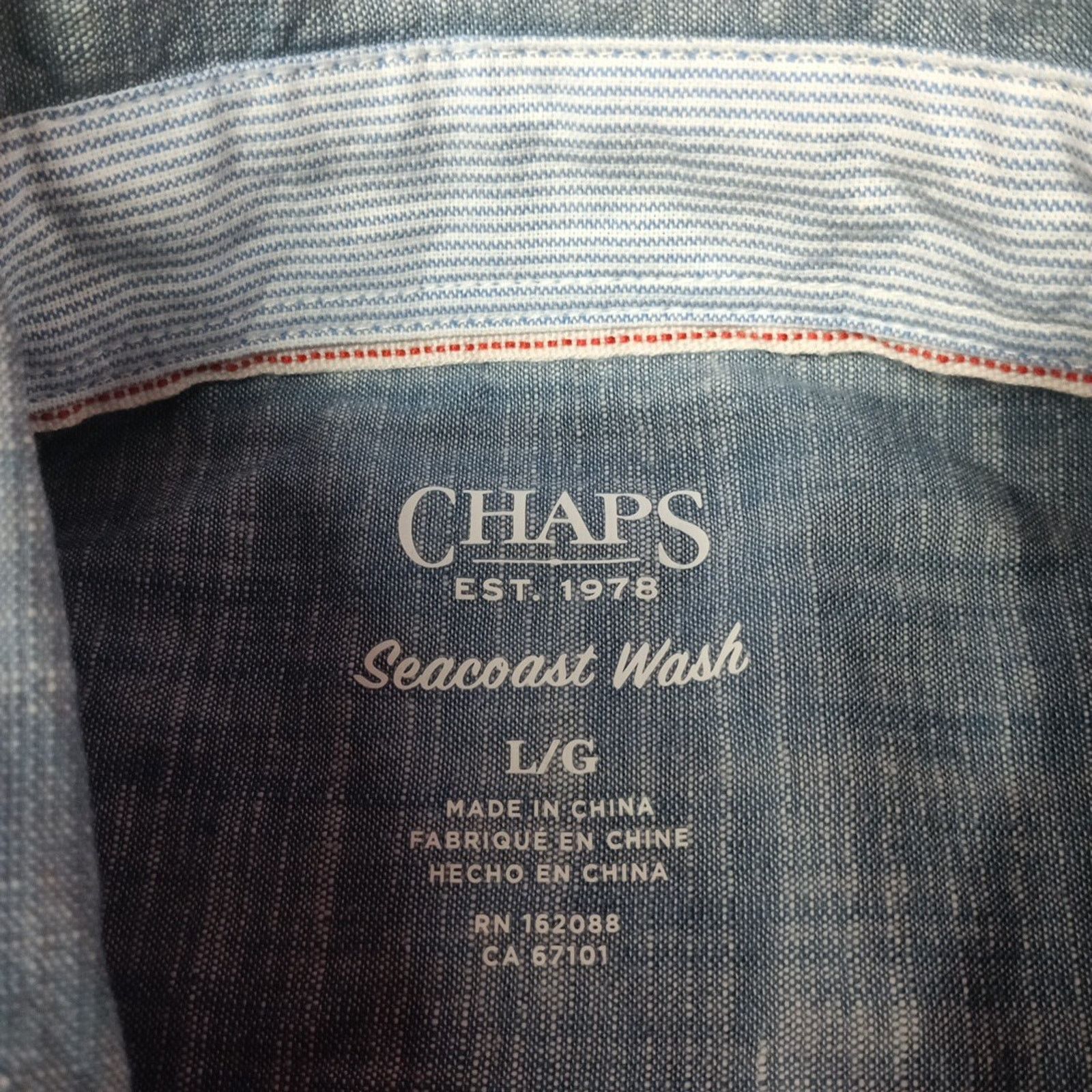 Chaps Chaps Seacoast Wash Chambray Woven Shirt Men's L Blue Shadow Size US L / EU 52-54 / 3 - 3 Thumbnail