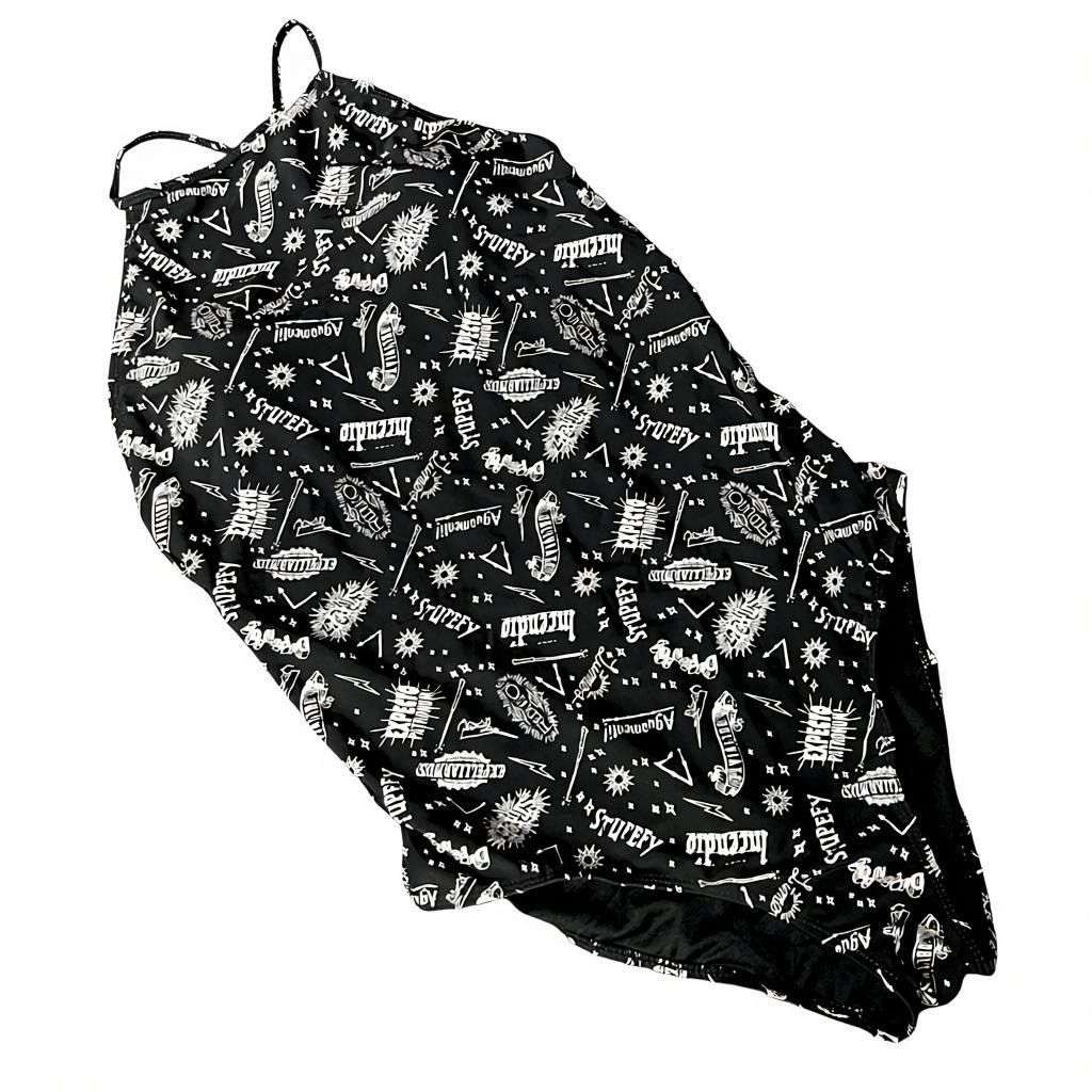 Warner Bros Harry Potter Black & White Spells 1 Piece Women's Swimsuit L Size ONE SIZE - 2 Thumbnail