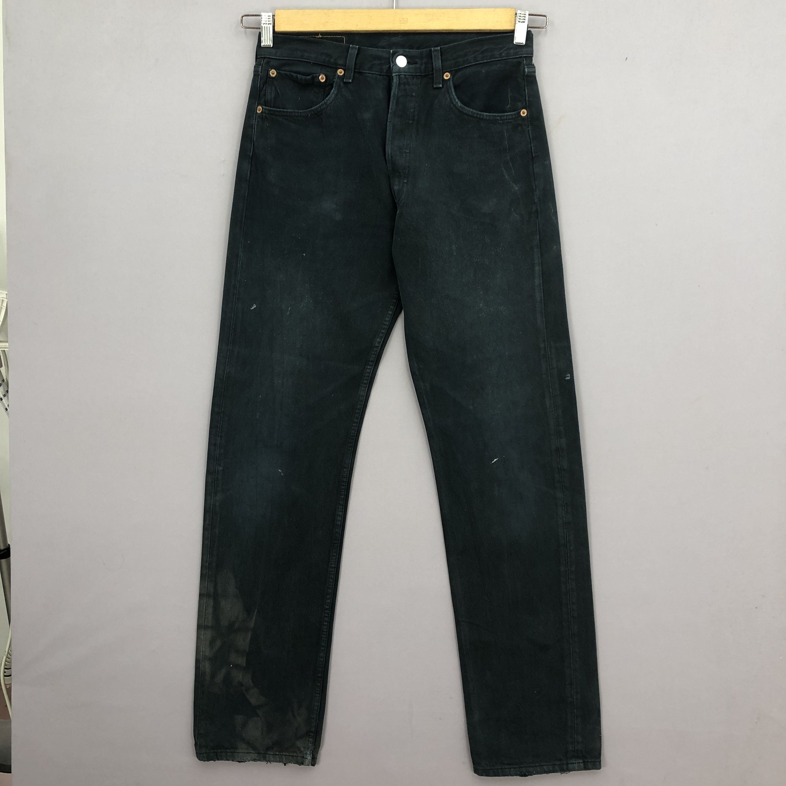 Levi's Vintage 90s Levis 501 Super Black Jeans Ripped Denim BS47591 Size US 30 / EU 46 - 1 Thumbnail