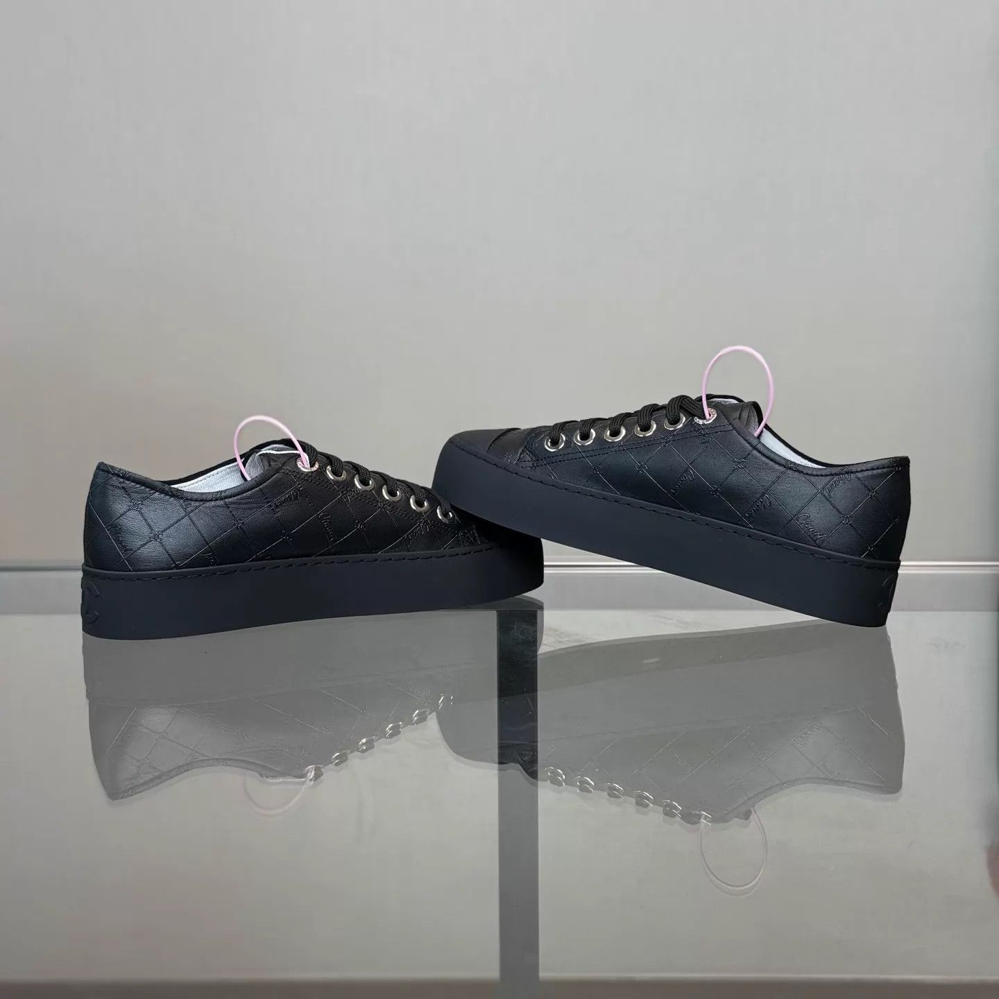 Chanel Chanel 25P Women's Black All-Over Logo Chunky Sneakers Size US 7 / IT 37 - 6 Thumbnail