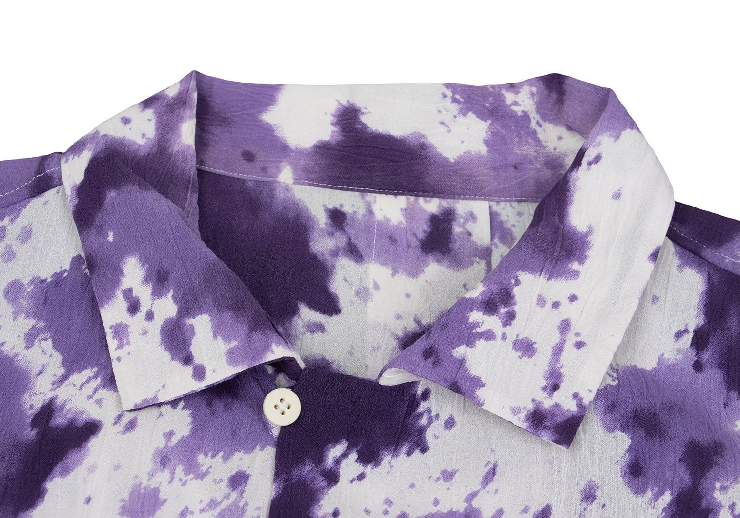 Issey Miyake Cotton Washer Print Short Sleeve Shirt in Purple and White Size US S / EU 44-46 / 1 - 5 Thumbnail