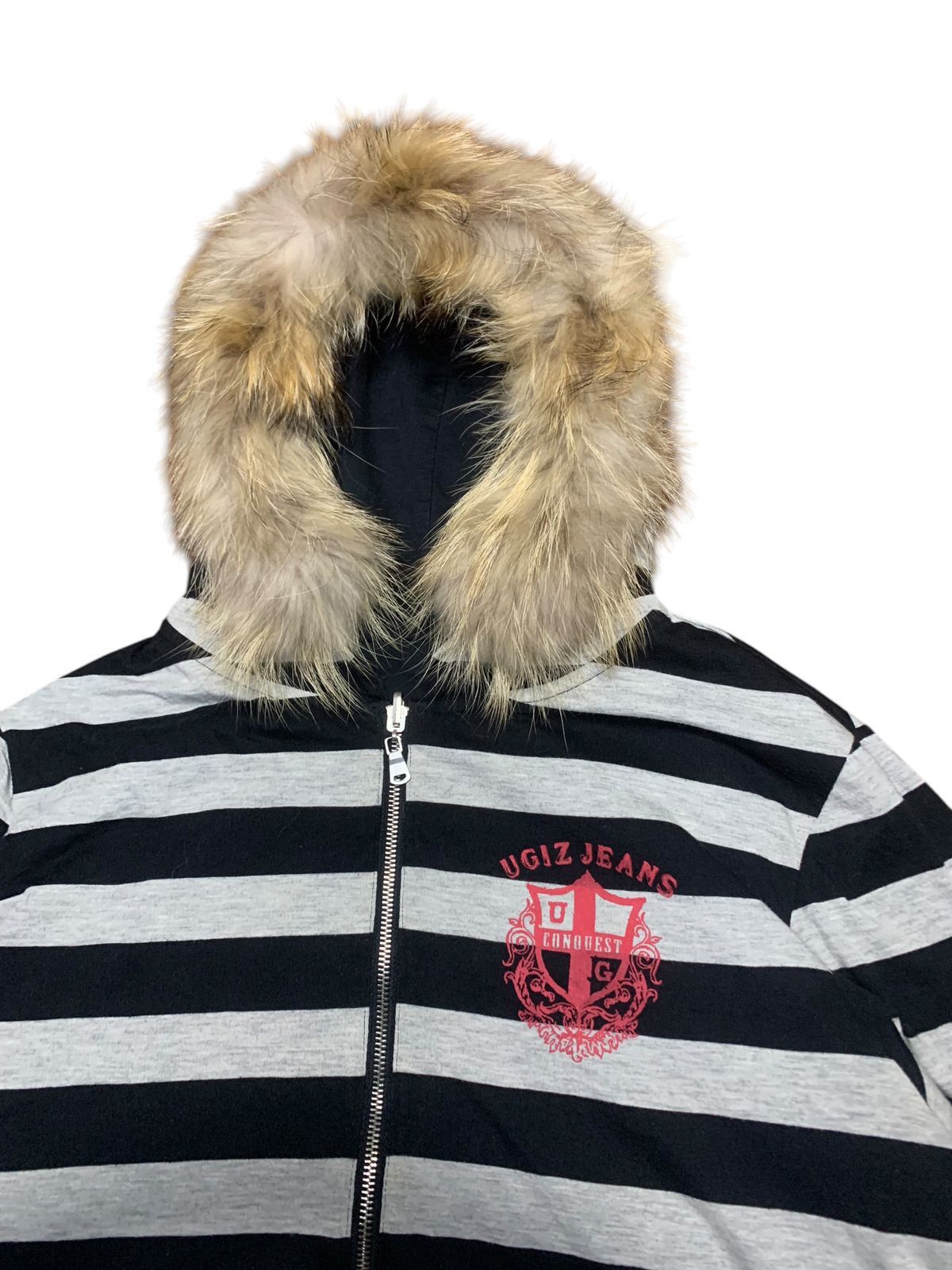 Japanese Brand × Vintage Y2k ugiz conqust reversible prisoner stripe fur hoodie Size US L / EU 52-54 / 3 - 9 Thumbnail
