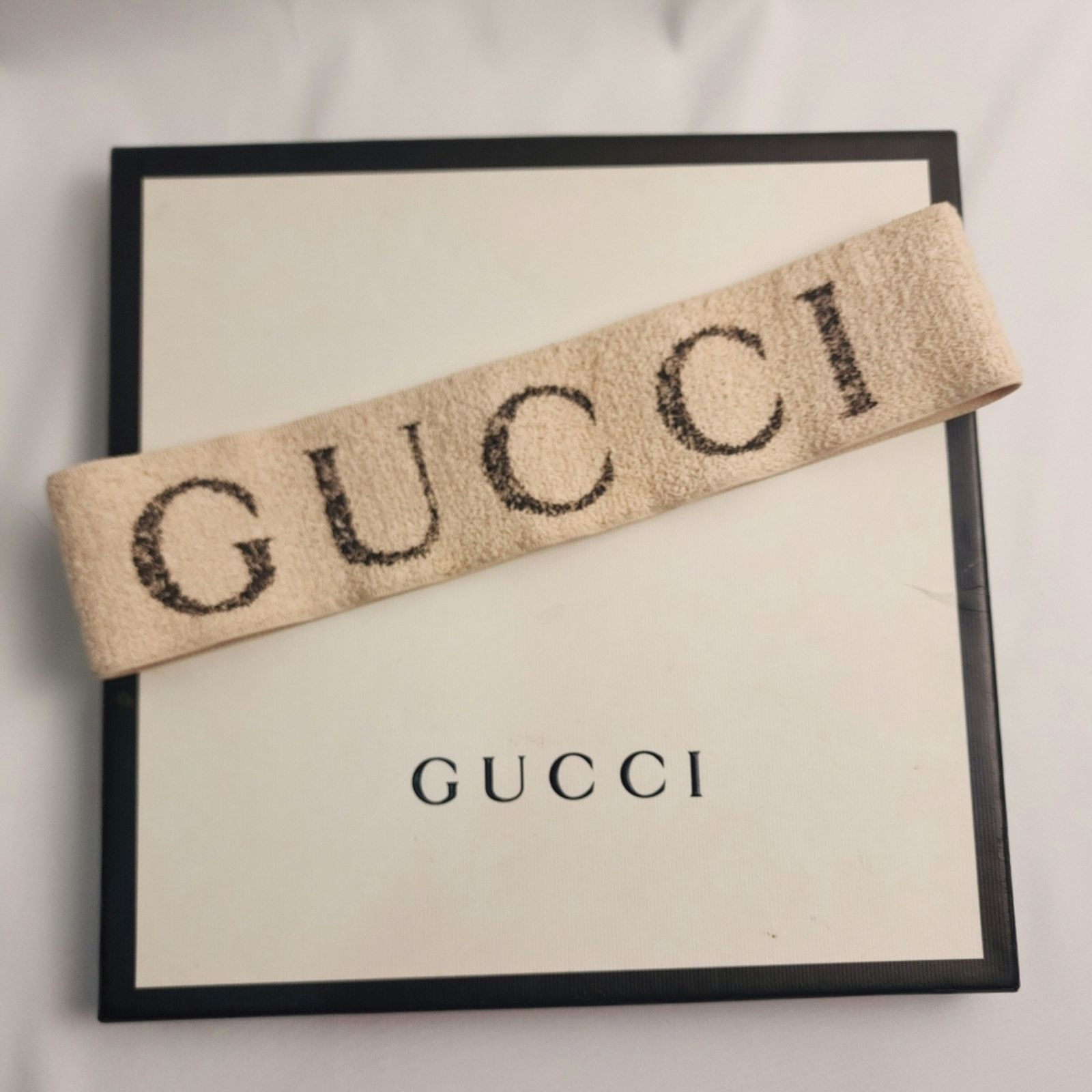 Gucci Gucci ivory beige Monogram print elastic headband Size ONE SIZE - 1 Thumbnail