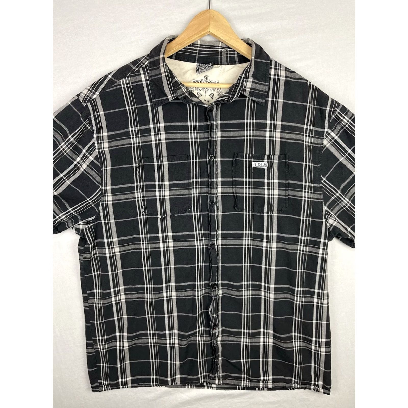 Vintage Joker Shirt Mens 3XL Black Button Up Plaid Pocket Streetwear Cholo Chicano Vintage Casual Workwear Shirt Mens 3XL Black Plaid Pocket Button-Up Shirt Size US XXL / EU 58 / 5 - 2 Thumbnail