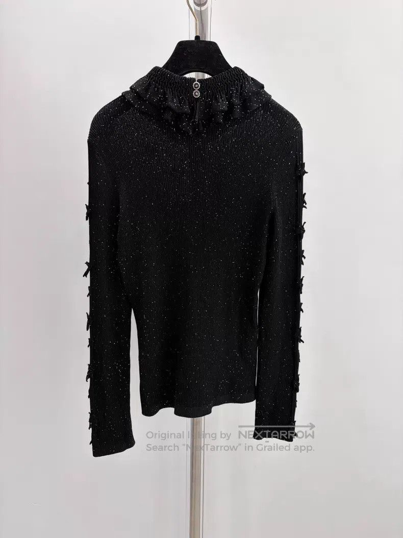Chanel Chanel Black shiny bow knitted long sleeves Size XS / US 0-2 / IT 36-38 - 2 Thumbnail