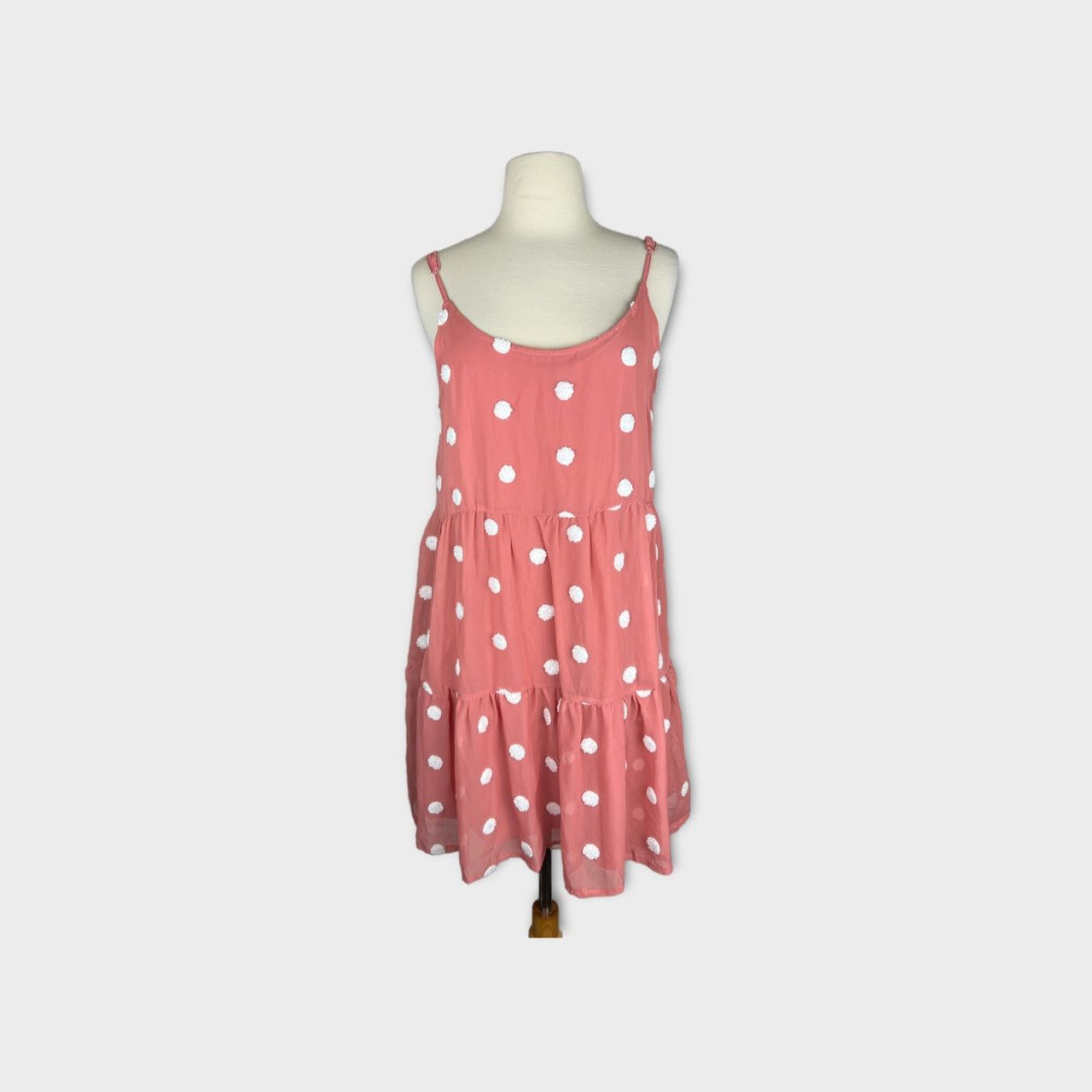 Macys Mine | Women's Textured Swiss Dot Mini Dress Apricot | Small Size S / US 4 / IT 40 - 5 Thumbnail