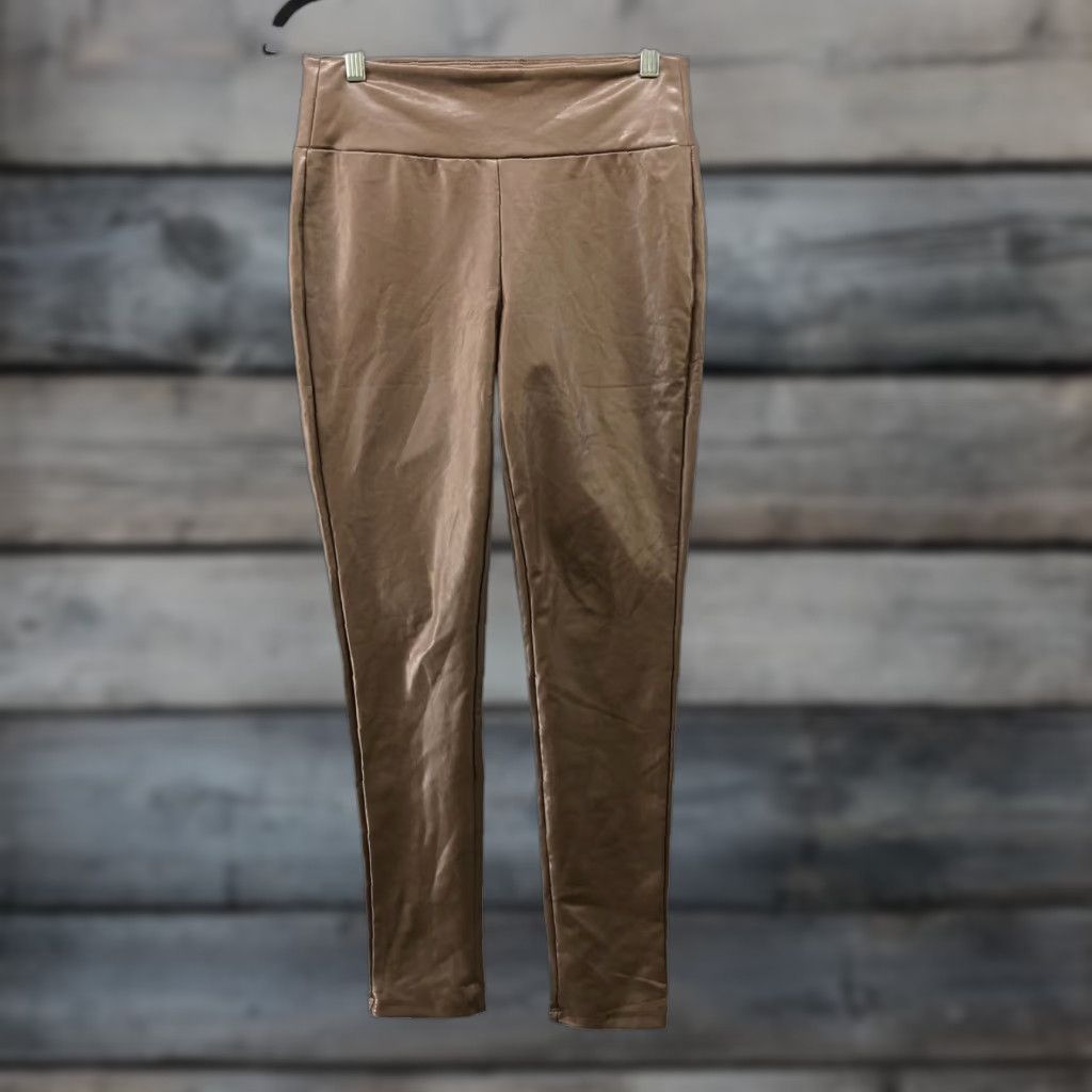 Vintage Kendal + Kyle Womens M Faux Leather Leggings Brown Stretchy Size 32" / US 10 / IT 46 - 1 Thumbnail