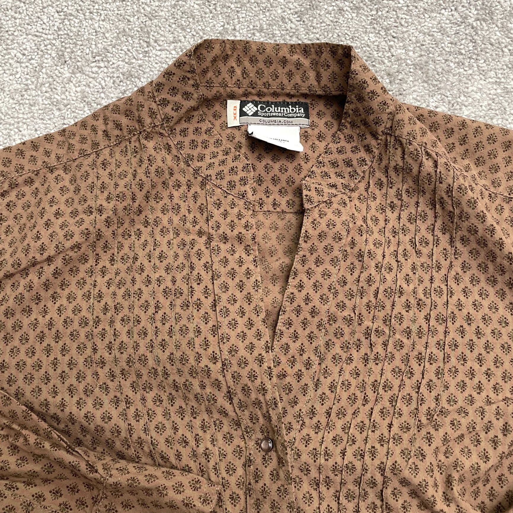 Vintage Columbia X.C.O Printed Shirt Womens Large Brown Snap Button Long Sleeve Casual Size L / US 10 / IT 46 - 3 Thumbnail