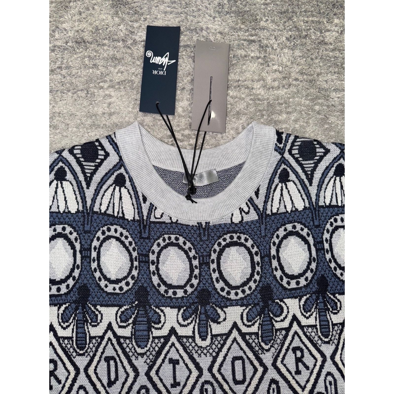 Dior Dior Shawn Stussy Floral Knit Blue Grey Black T-Shirt M Size US M / EU 48-50 / 2 - 4 Thumbnail