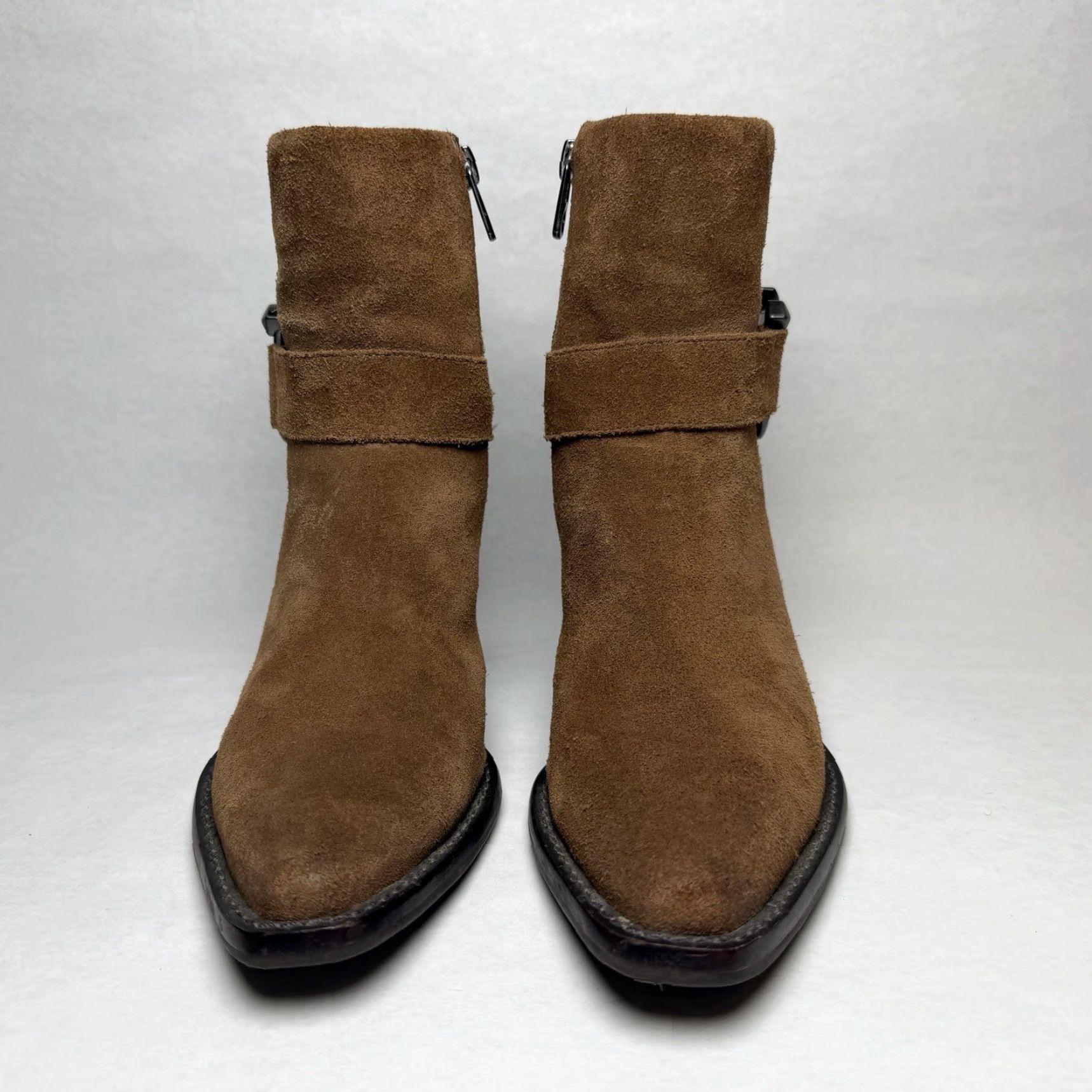 Vintage Antonio Melani Tabbie Oiled Suede Buckle Ankle Boots Women's Size 6M Brown Western/Bohemian Size US 6 / IT 36 - 5 Thumbnail