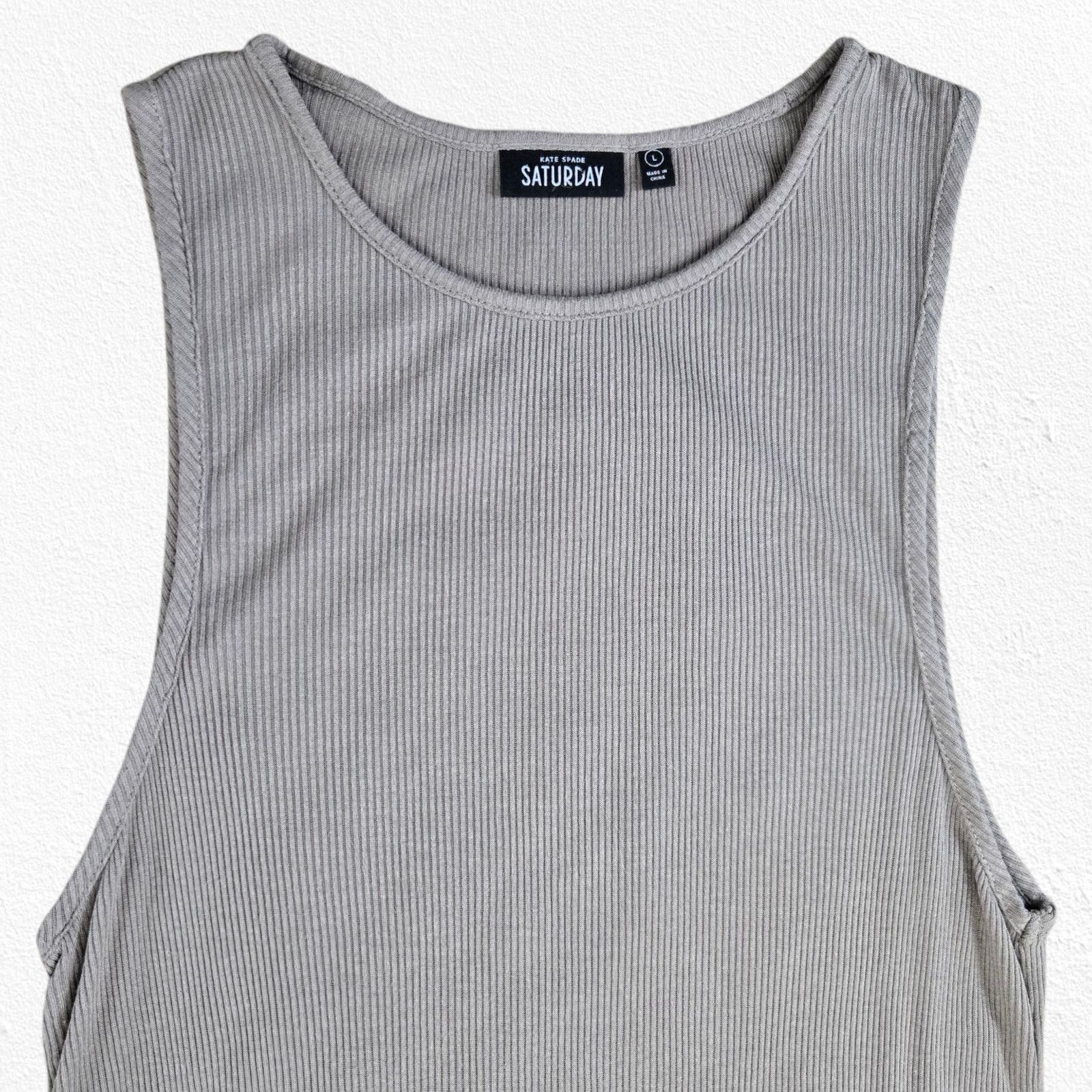 Kate Spade Kate Spade Saturday Gray Ribbed Tank Top Size Large Size L / US 10 / IT 46 - 3 Thumbnail