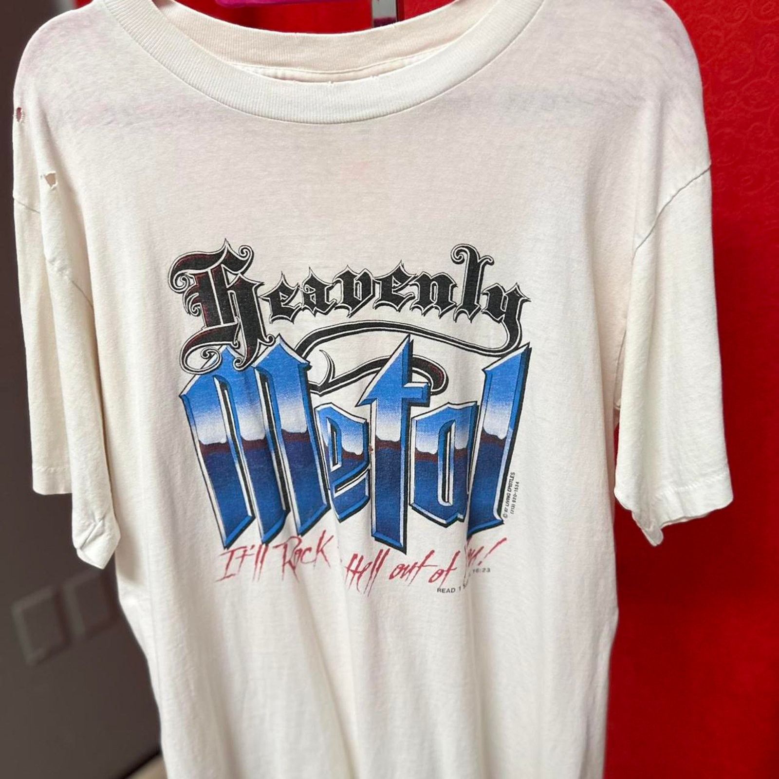 Vintage Vintage 1987 “Heavenly Metal” Christian Living Epistles tee Size US L / EU 52-54 / 3 - 1 Thumbnail