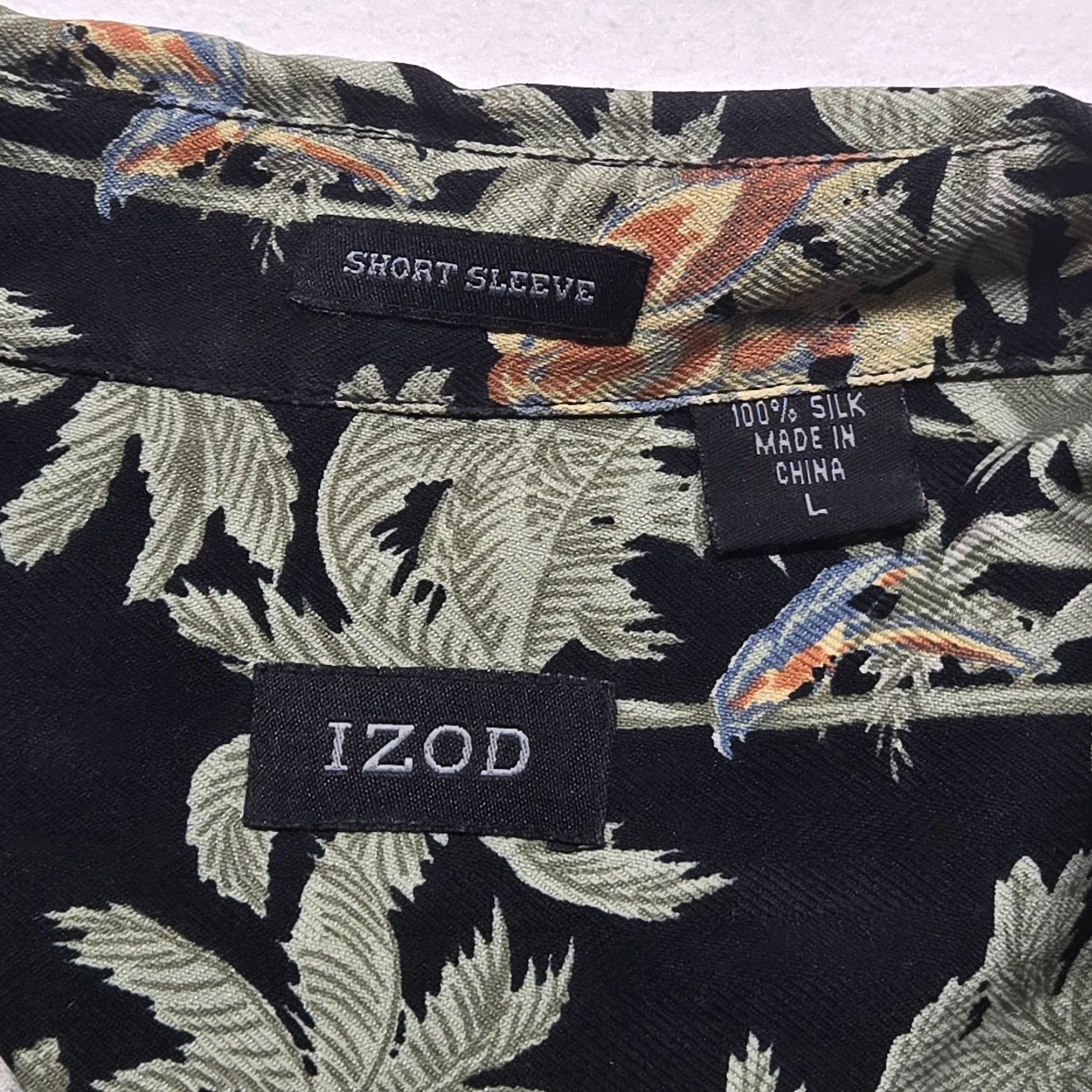 Izod IZOD GOLF Hawaiian Shirt Black Floral Print Button-Up Adult Men's Large Size US L / EU 52-54 / 3 - 3 Thumbnail