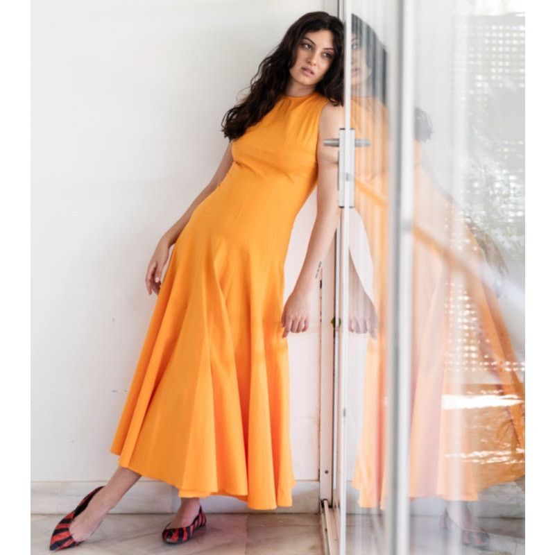 Zara ZARA Orange A-Line Midi Dress NWT Size M / US 6-8 / IT 42-44 - 10 Thumbnail