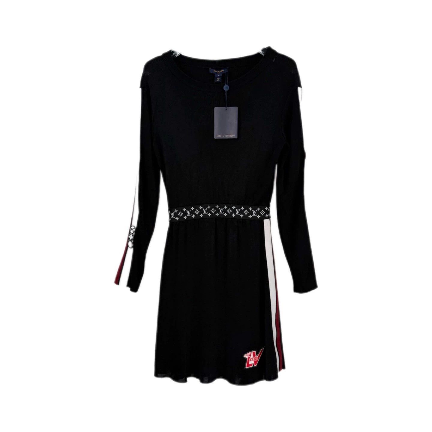 LV Black Monogram Logo Waist Dress - dmc