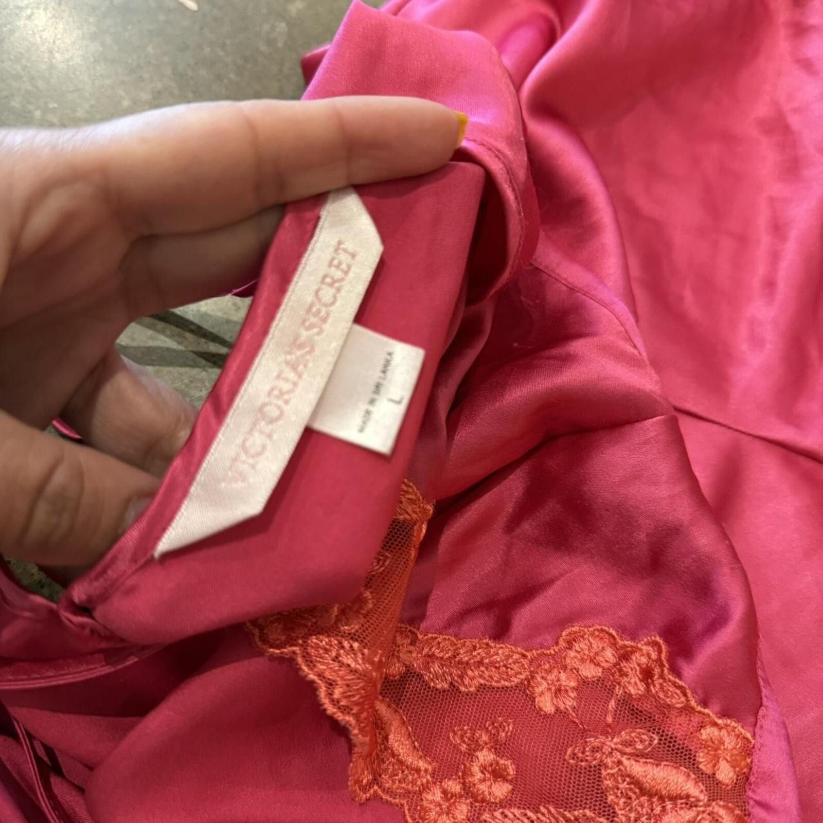 Other 2000s Hot Pink Victoria’s Secret Lace Slip Dress Size L / US 10 / IT 46 - 6 Thumbnail