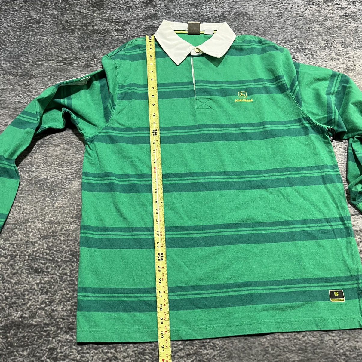 John Deere Vintage John Deere Green Striped Longsleeve Rugby Polo NEW Size US XL / EU 56 / 4 - 11 Thumbnail