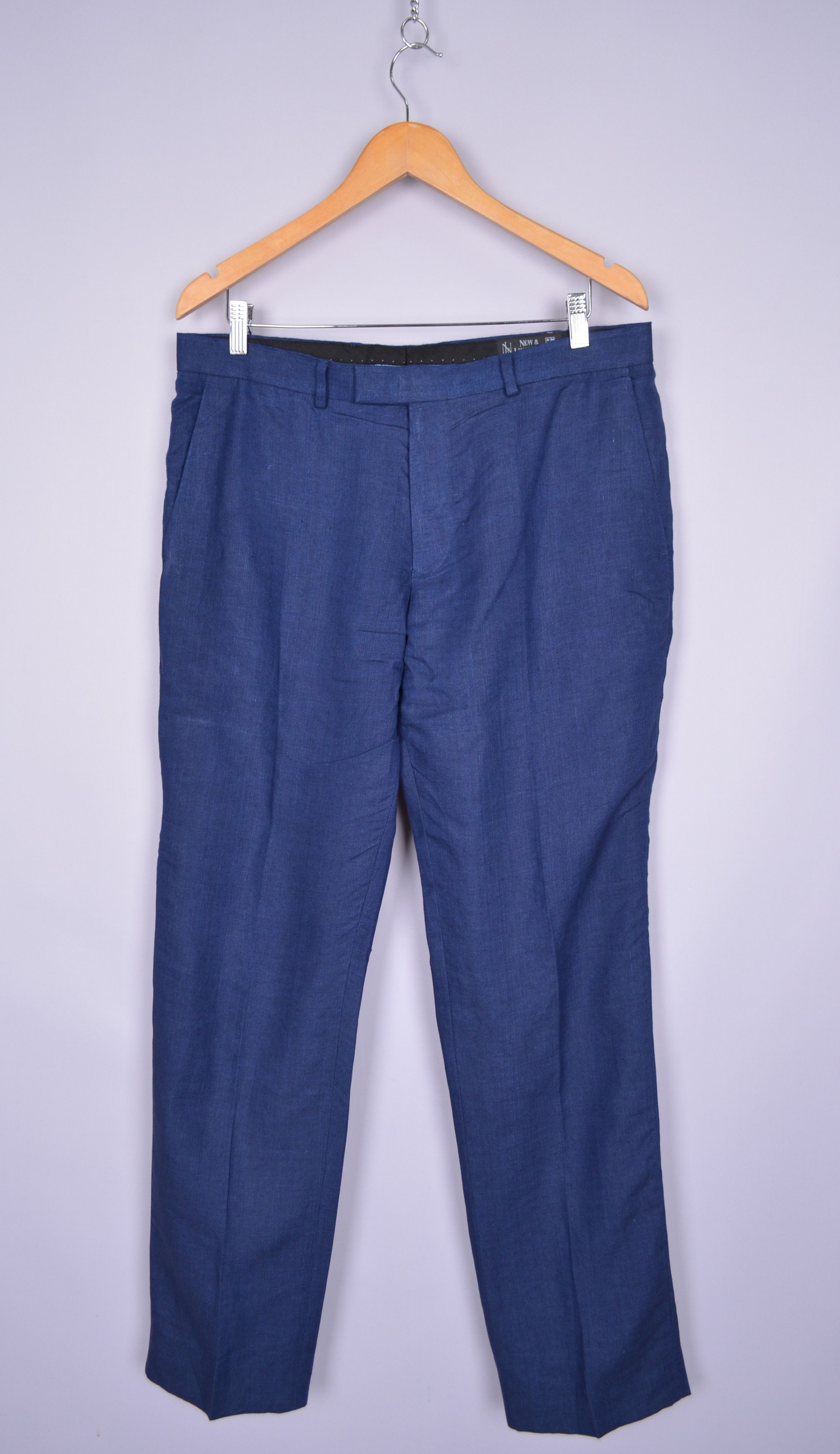 Designer × New & Lingwood New & Lingwood Navy Pleated Linen Pants Trousers W34 L32 Size US 34 / EU 50 - 1 Thumbnail