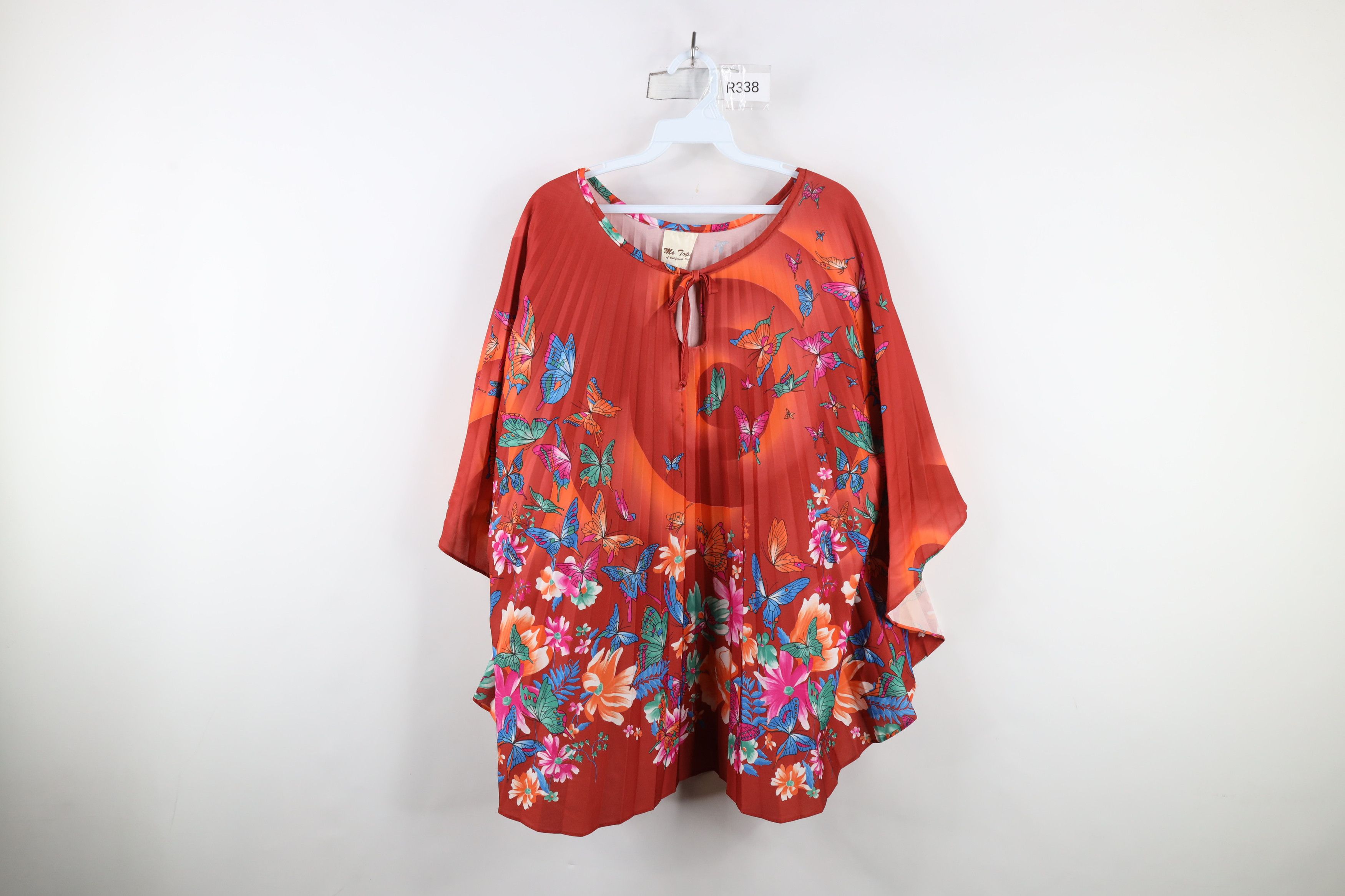 Vintage 70s Boho Chic Butterfly Flower Cape Shirt USA