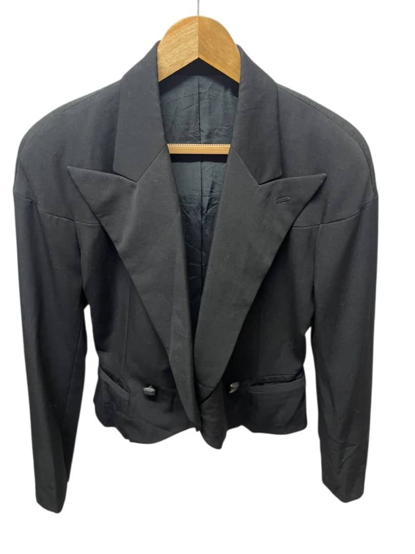 Issey Miyake Vintage 80s Issey Miyake Black Wool Cropped Jacket Blazer Size M / US 6-8 / IT 42-44 - 1 Thumbnail